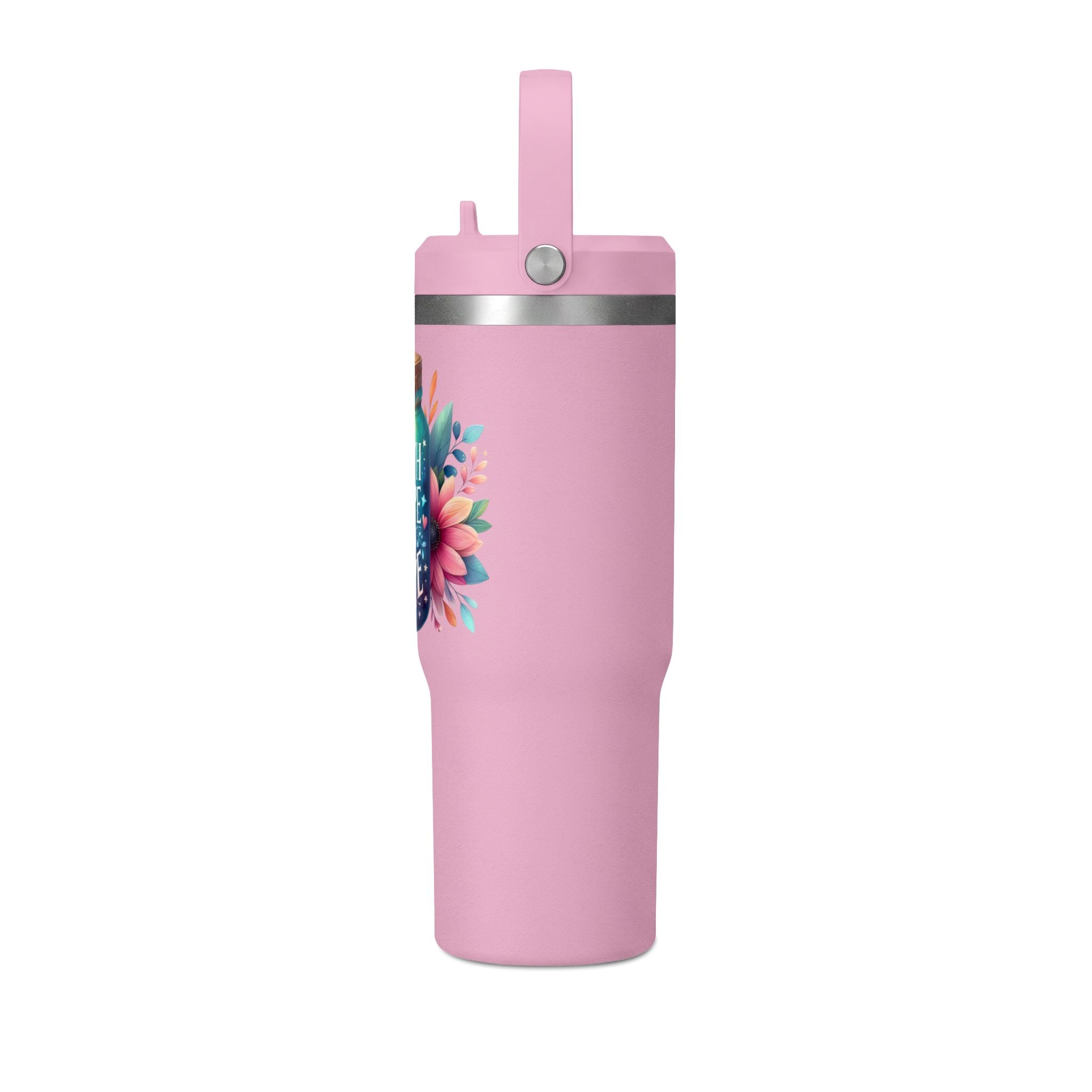 Faith Hope Love Tumbler — 32oz Insulated Travel Tumbler with Floral Jar Design