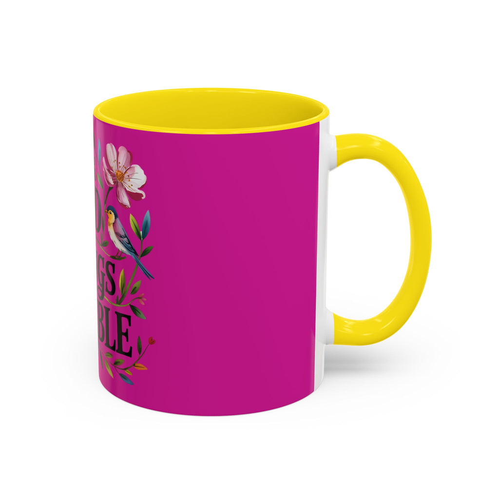 Inspirational Coffee Mug — "With God All Things Are Possible" Floral Accent