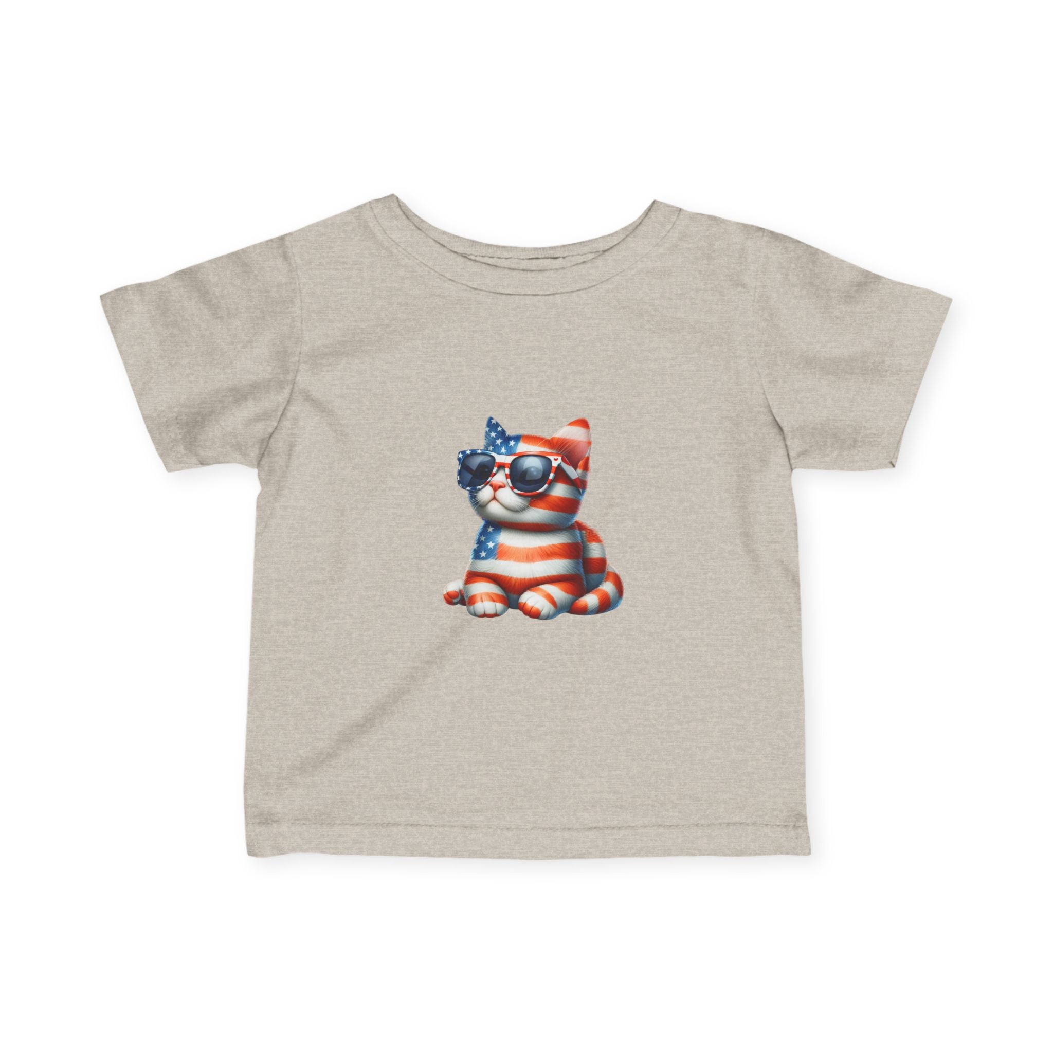 Patriotic Kitty Infant Tee — American Flag Cat Baby Shirt