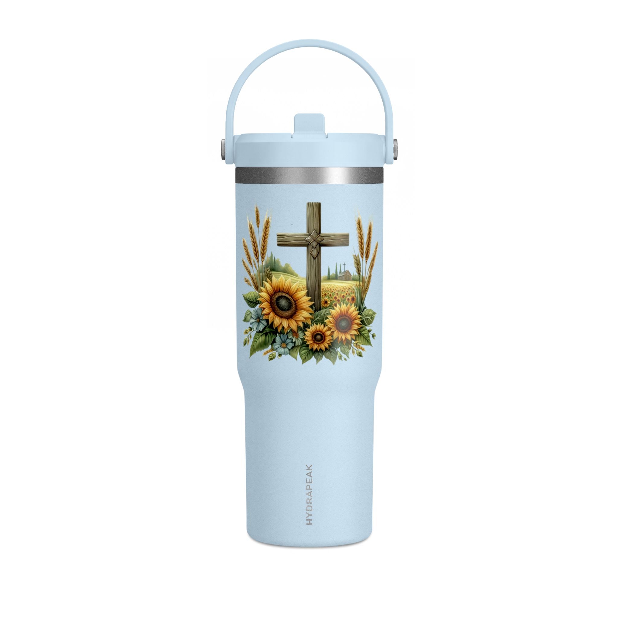 Sunflower Cross 32oz Tumbler – Christian Faith Travel Mug