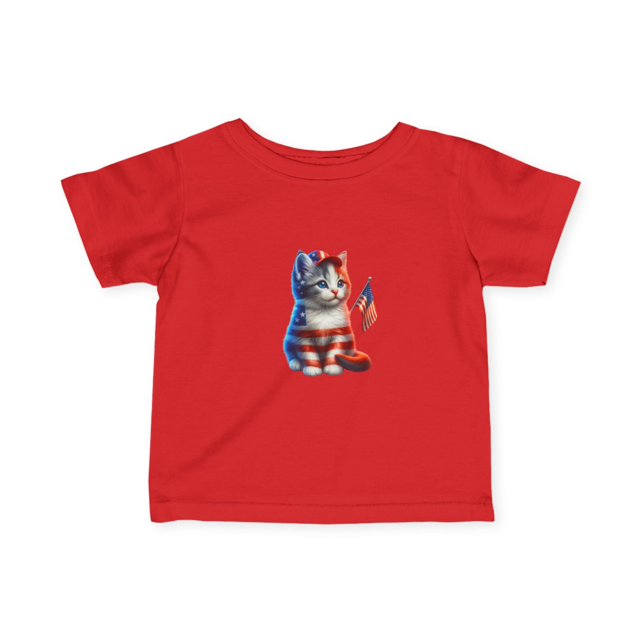 Infant Tee — Patriotic American Flag Kitten Graphic