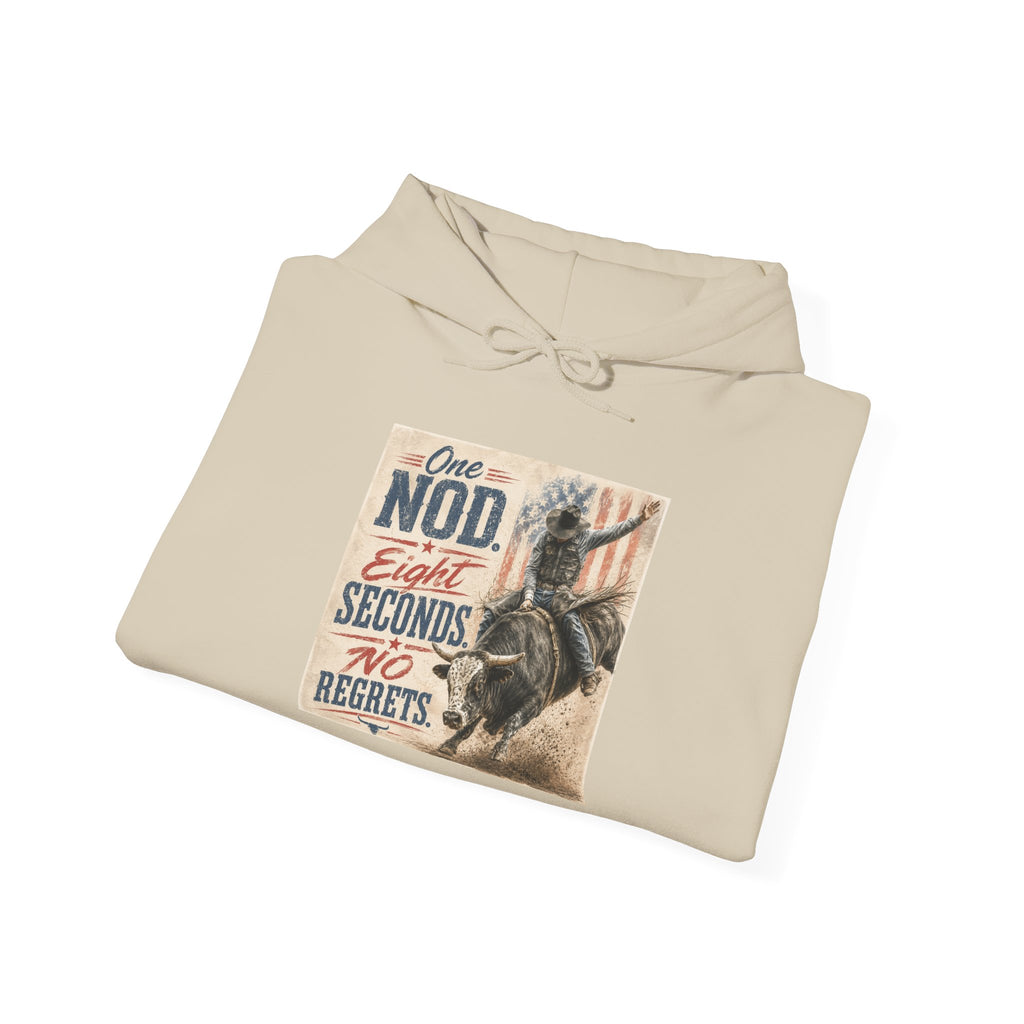 Hoodie - 'One Nod Eight Seconds No Regrets' Motorcycle Rider Vintage Graphic Hoodie