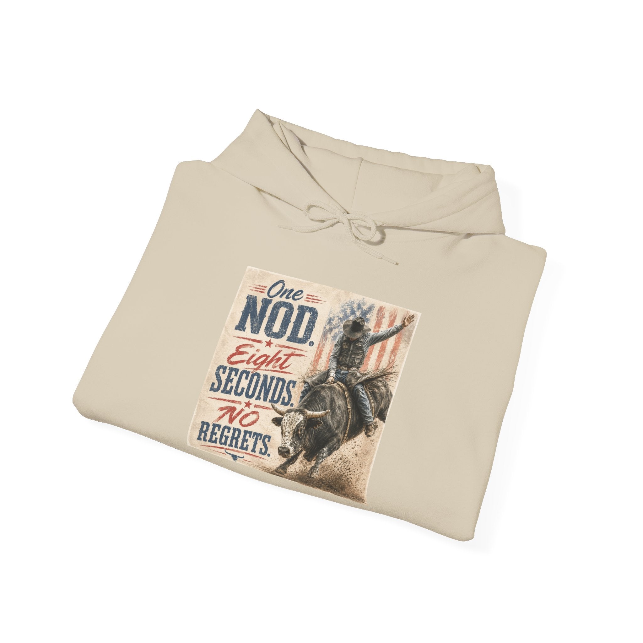 Hoodie - 'One Nod Eight Seconds No Regrets' Motorcycle Rider Vintage Graphic Hoodie