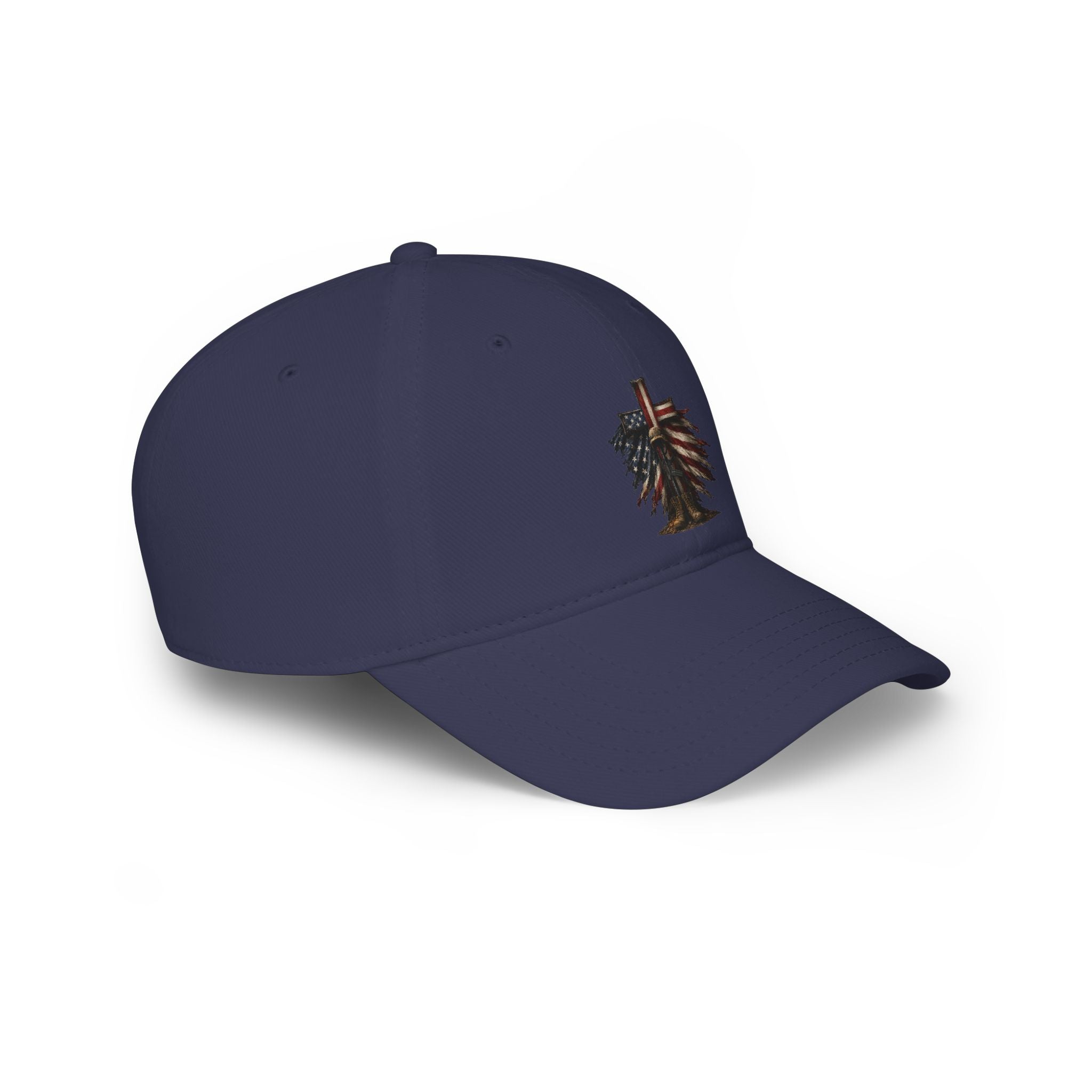 Low Profile Cap — Rustic American Flag Cross Emblem