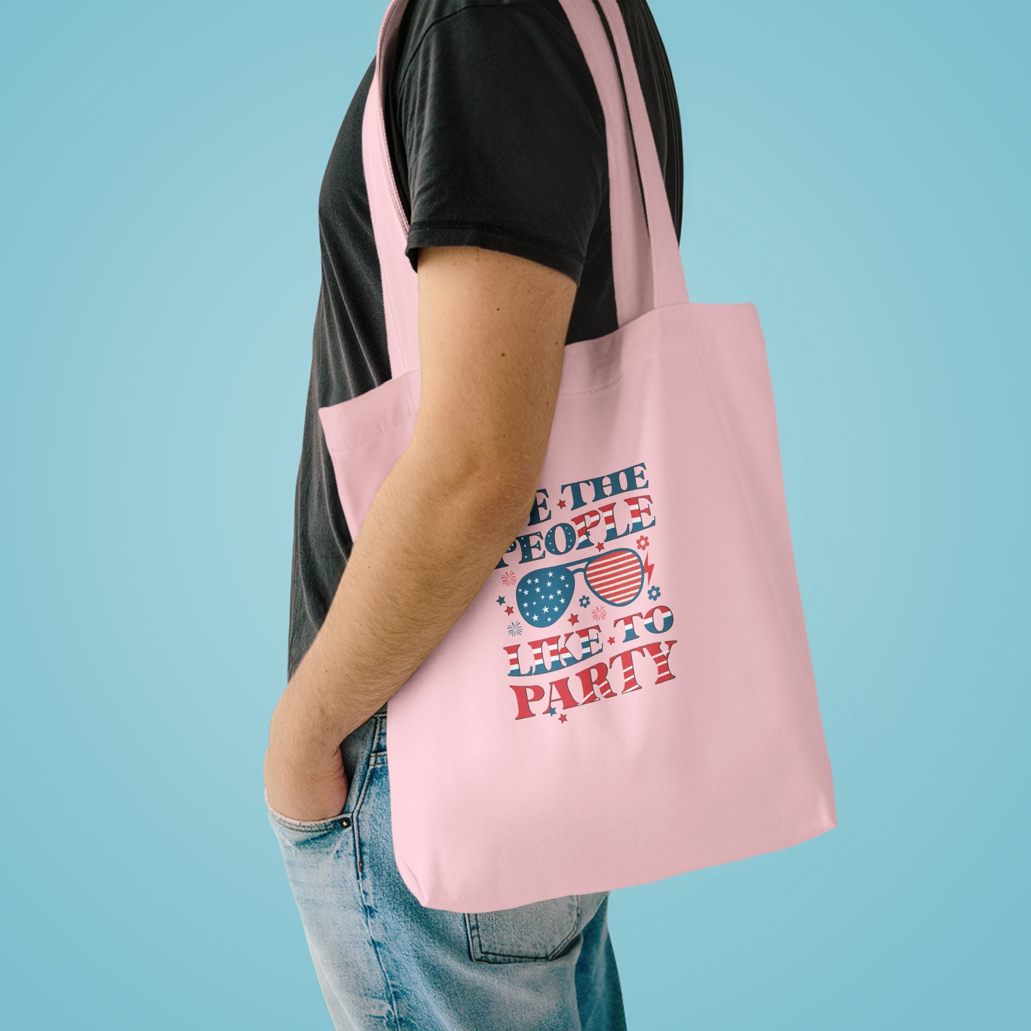 Patriotic "We The People" Cotton Tote Bag – Fourth of July USA Flag Market Bag
