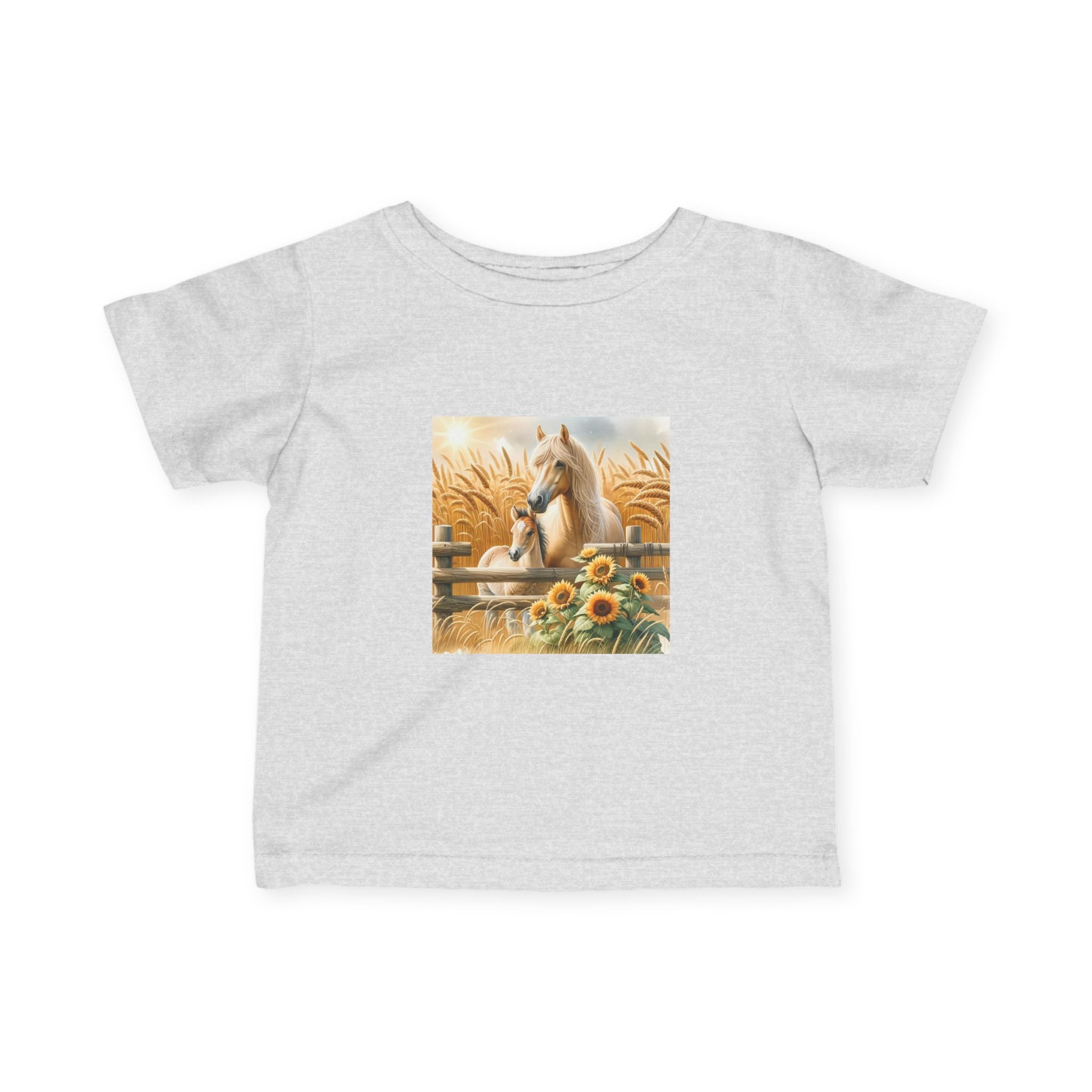 Infant Tee — Rustic Horse & Sunflower Farmyard Design