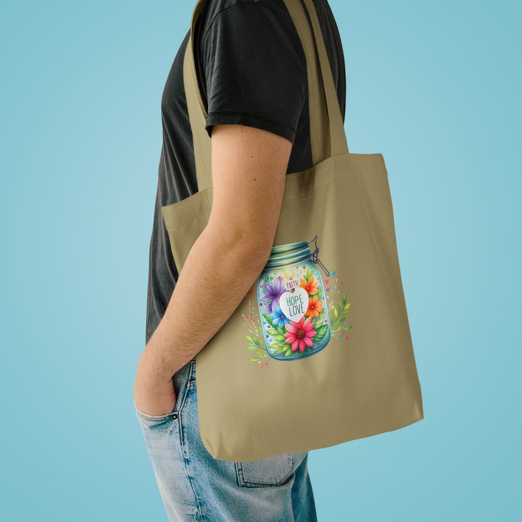 Tote Bag — "Hope Lights the Way" Mason Jar Floral Design