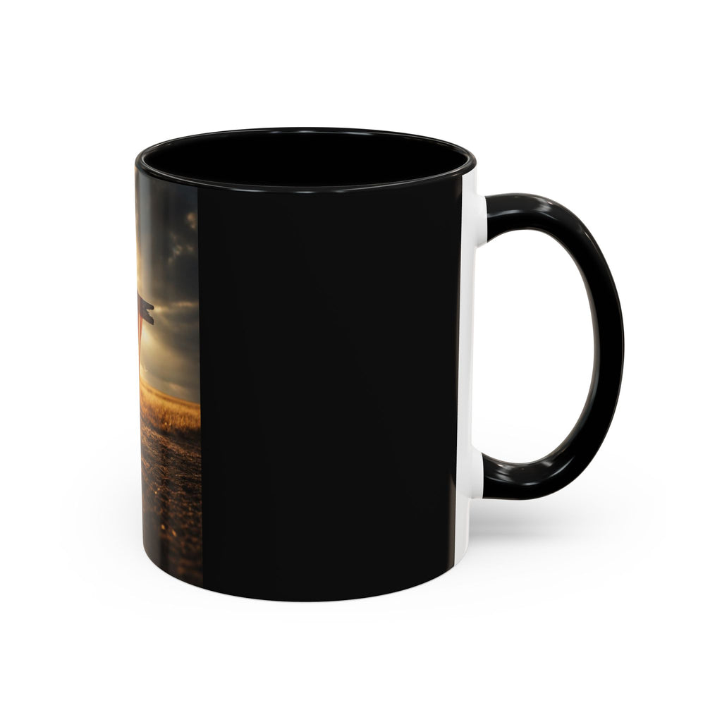American Flag Cross Coffee Mug — Patriotic Religious Tribute Accent Mug