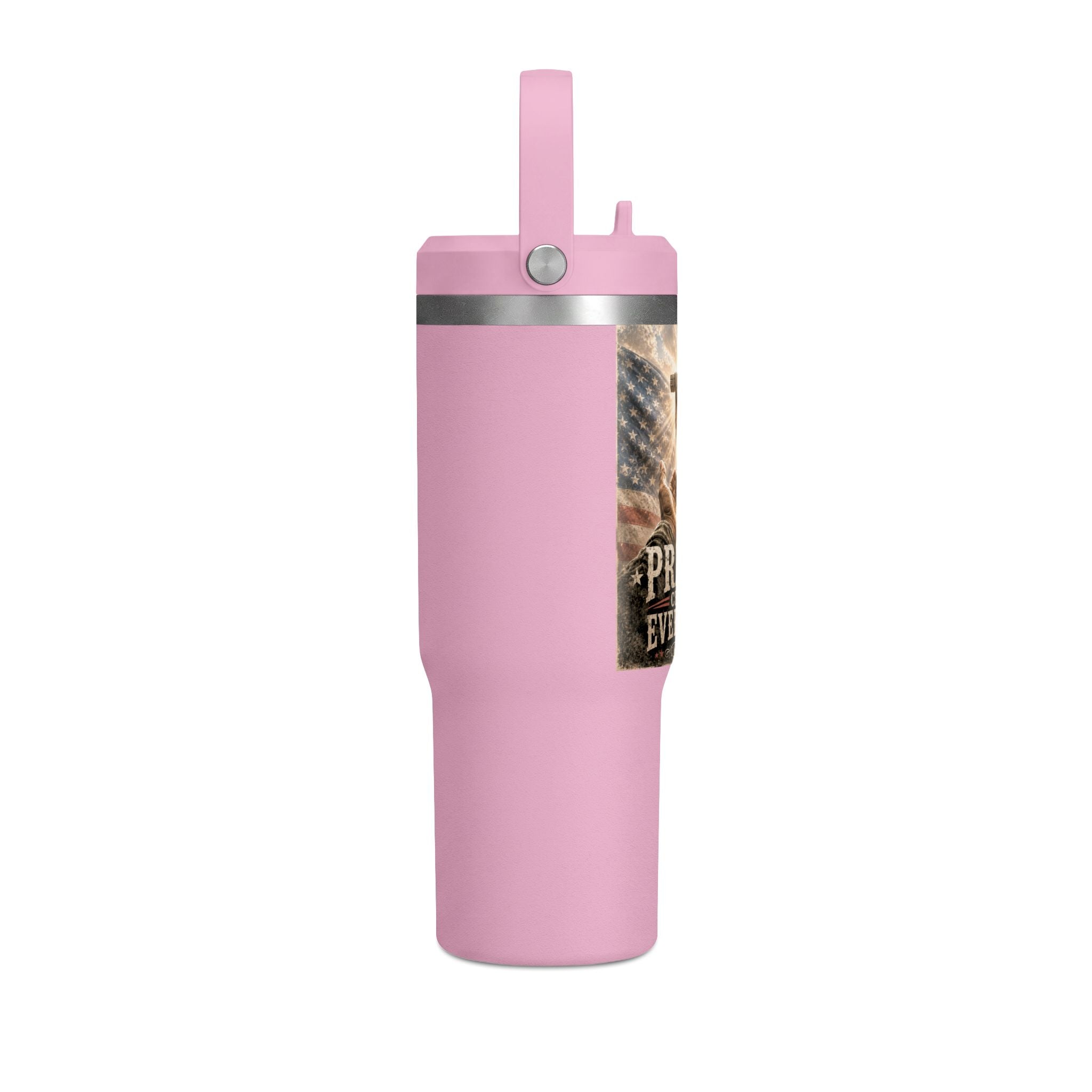 Prayer Changes Everything 32oz Tumbler - Christian Cross & American Flag Travel Cup