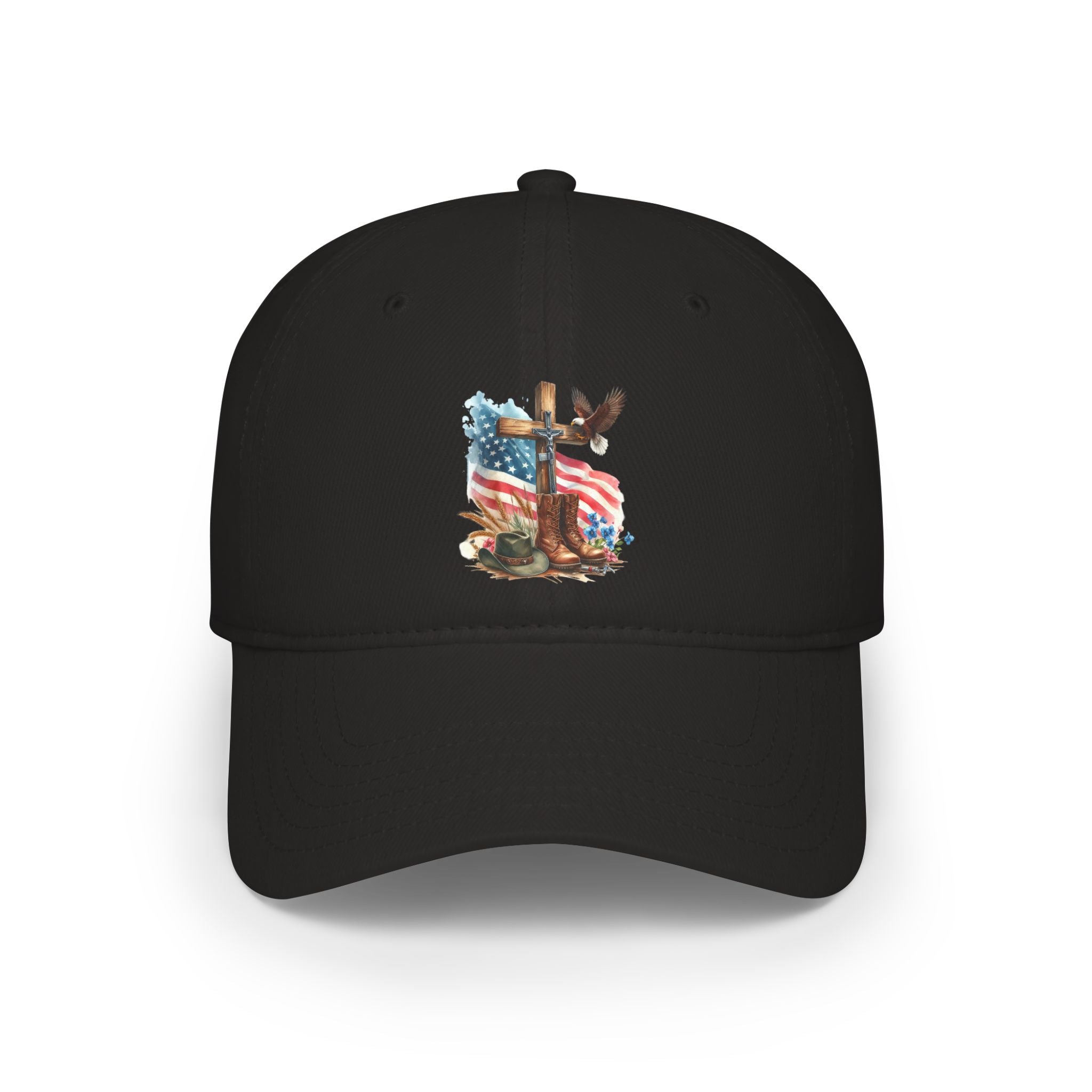 American Flag Cross Cap — Patriotic Low Profile Baseball Hat
