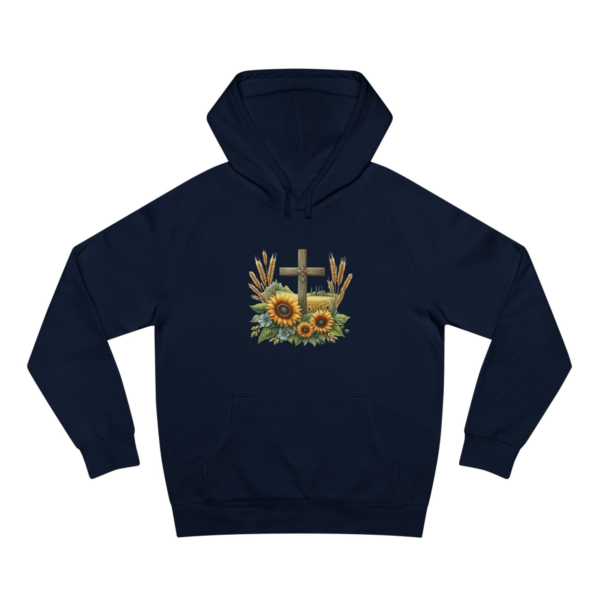 Sunflower Cross Hoodie — Christian Faith Floral Pullover