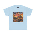 American Farm Sunset T-Shirt – Vintage Truck & Flag Rustic Patriotic Tee