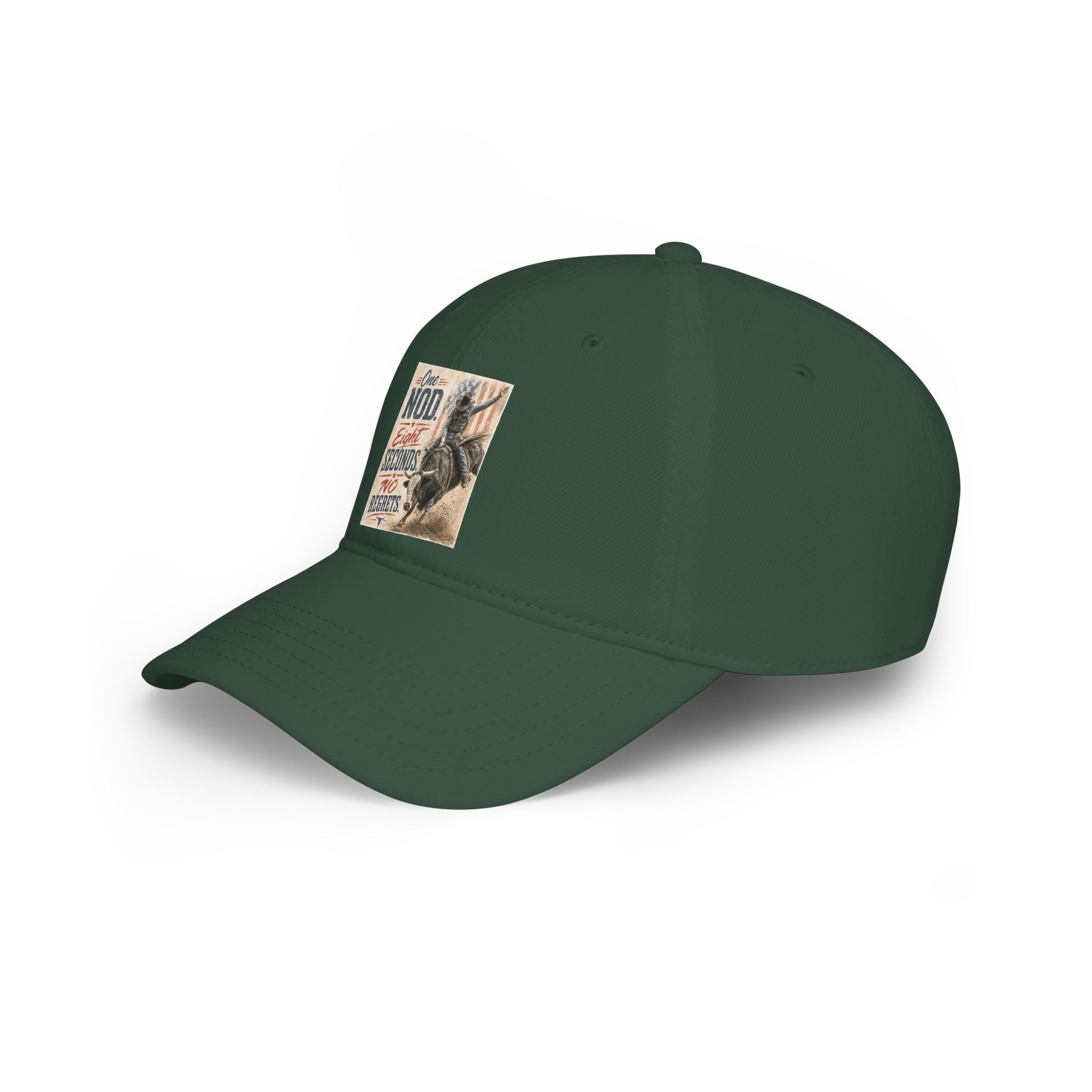 Low Profile Baseball Cap - 'One Nod Eight Seconds No Regrets' Bull Rider Rodeo Hat