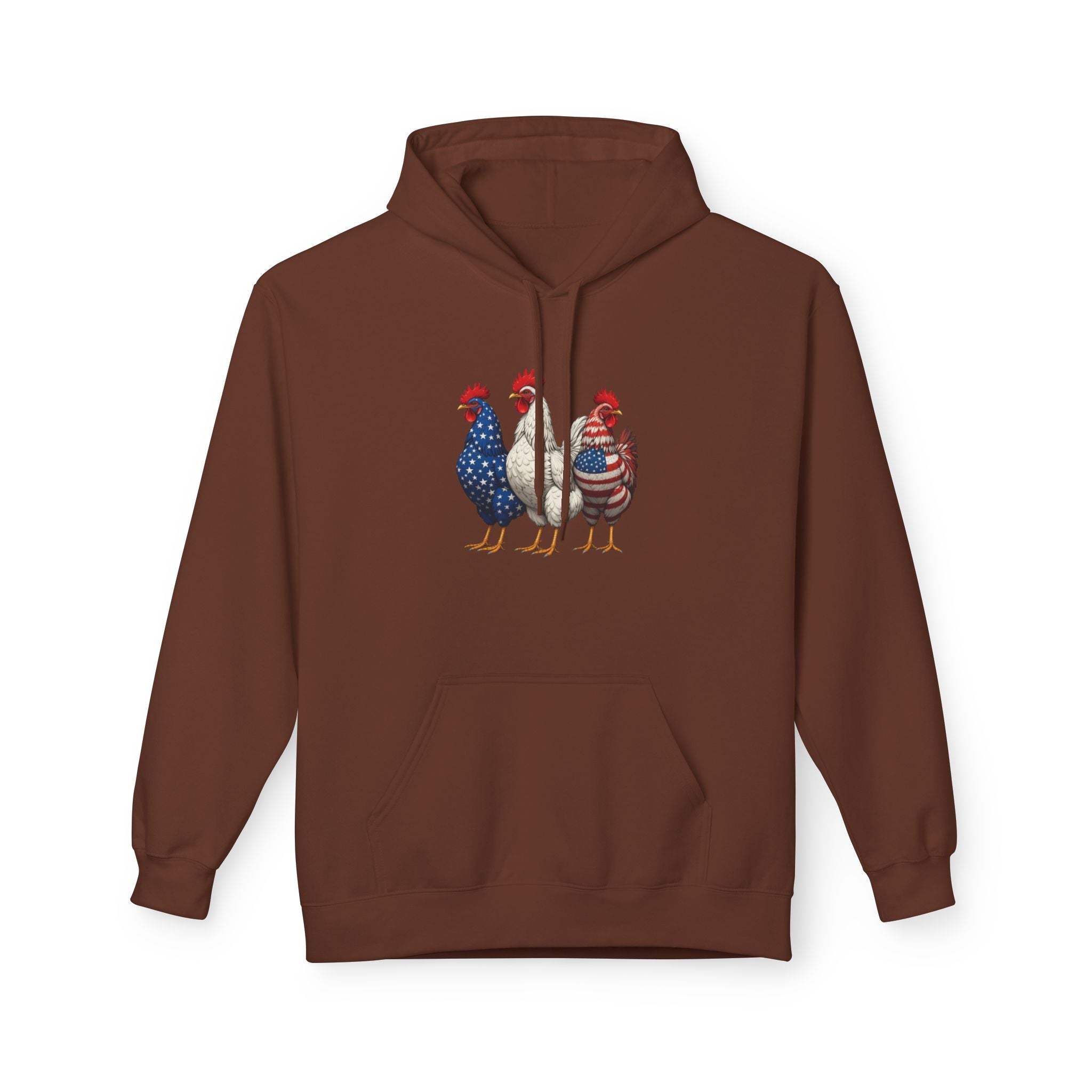 Patriotic Rooster Hoodie — Americana Farmhouse Chickens Pullover