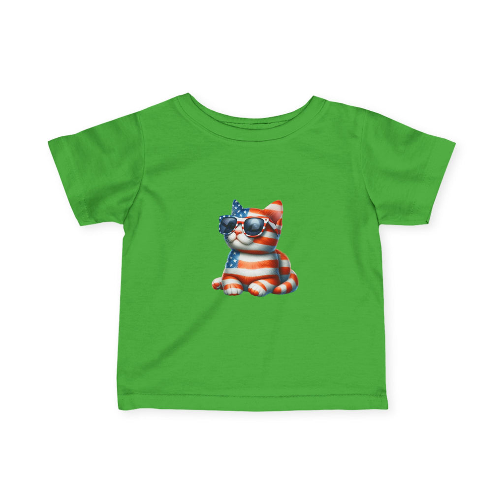 Patriotic Kitty Infant Tee — American Flag Cat Baby Shirt