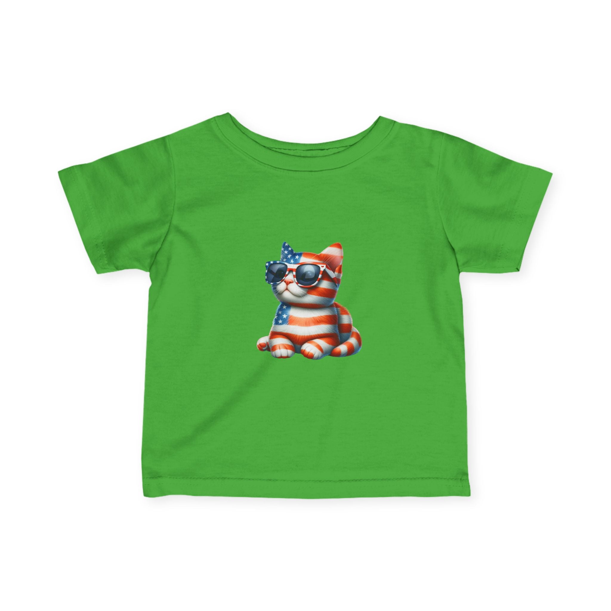 Patriotic Kitty Infant Tee — American Flag Cat Baby Shirt
