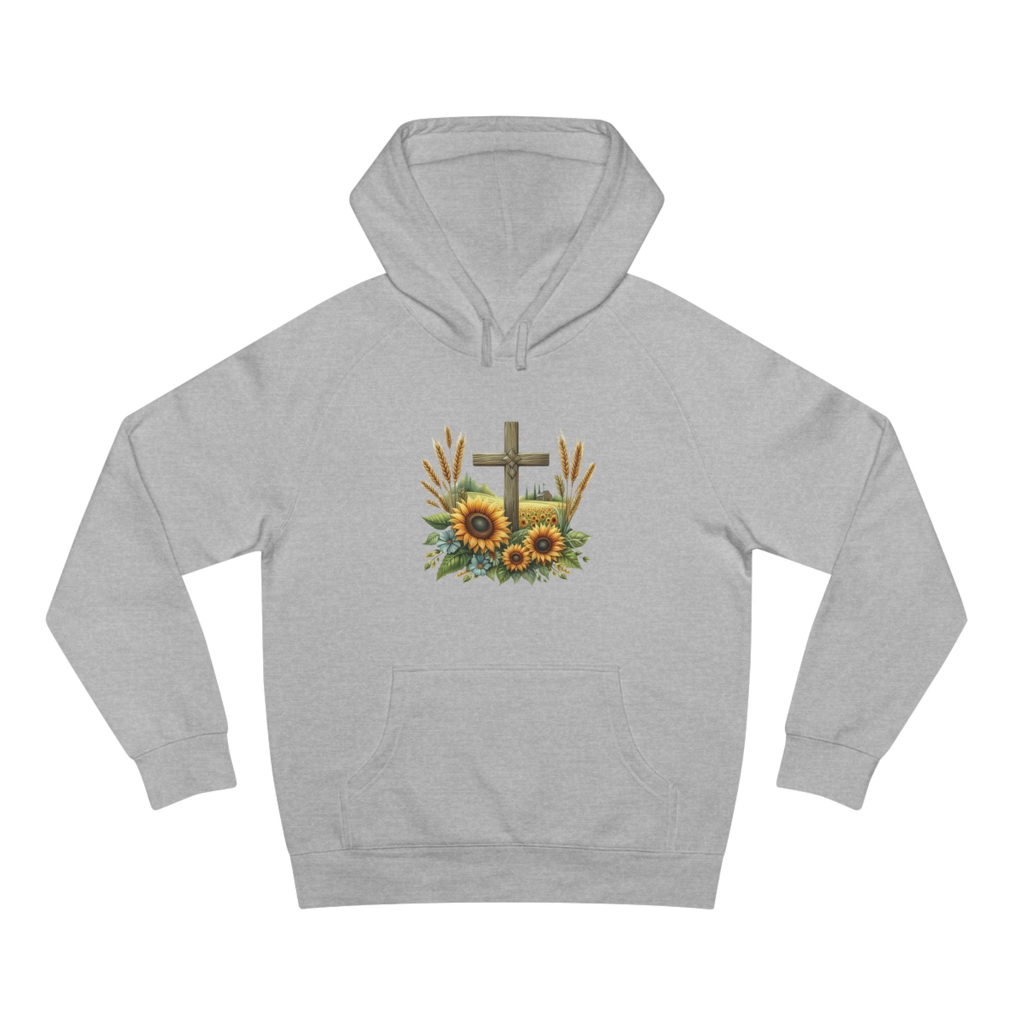 Sunflower Cross Hoodie — Christian Faith Floral Pullover
