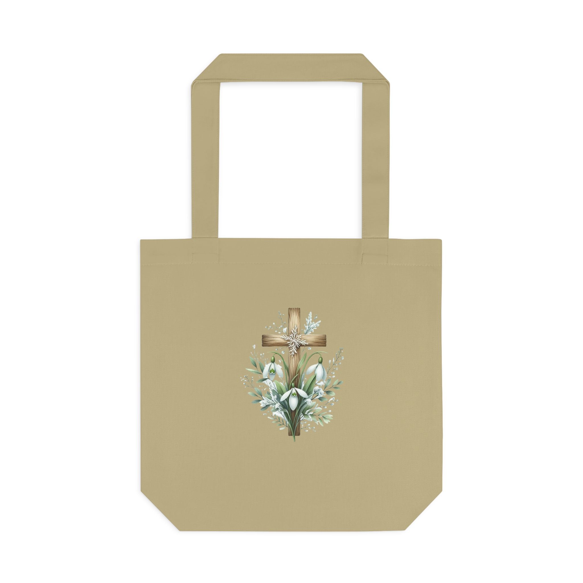 Floral Cross Cotton Tote Bag – Easter Faith Reusable Market Bag