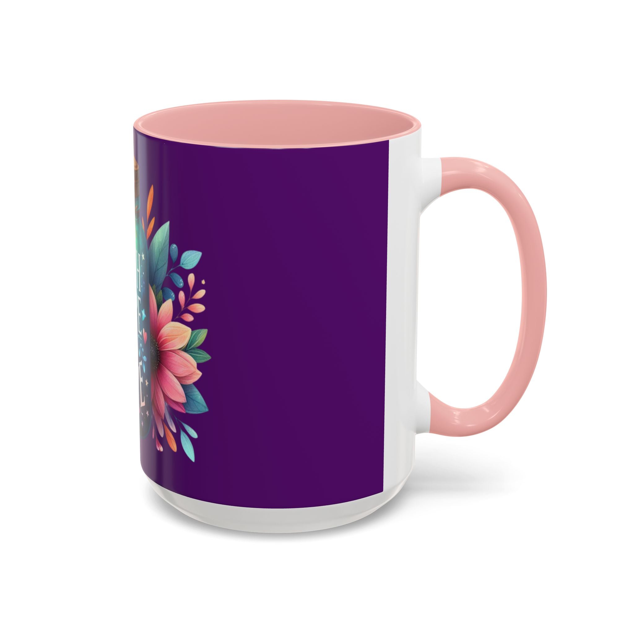 Faith Hope Love Accent Coffee Mug — Floral Jar Design (11/15 oz)