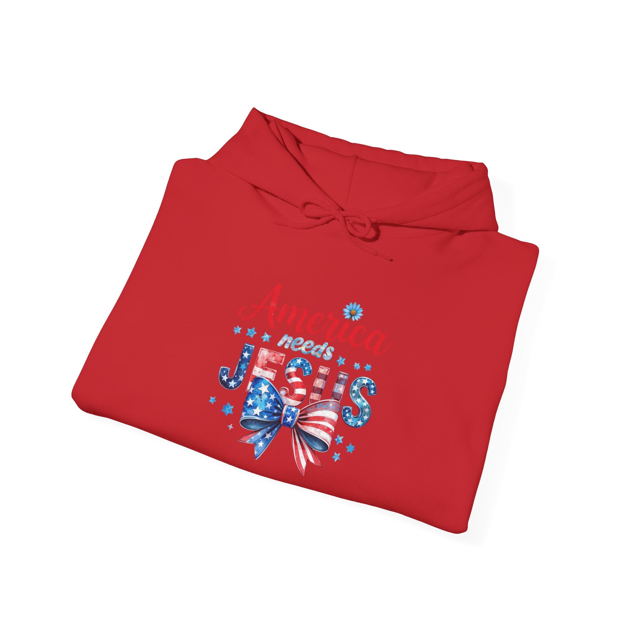 America Loves Jesus Patriotic Hoodie – Flag Bow Christian Sweatshirt