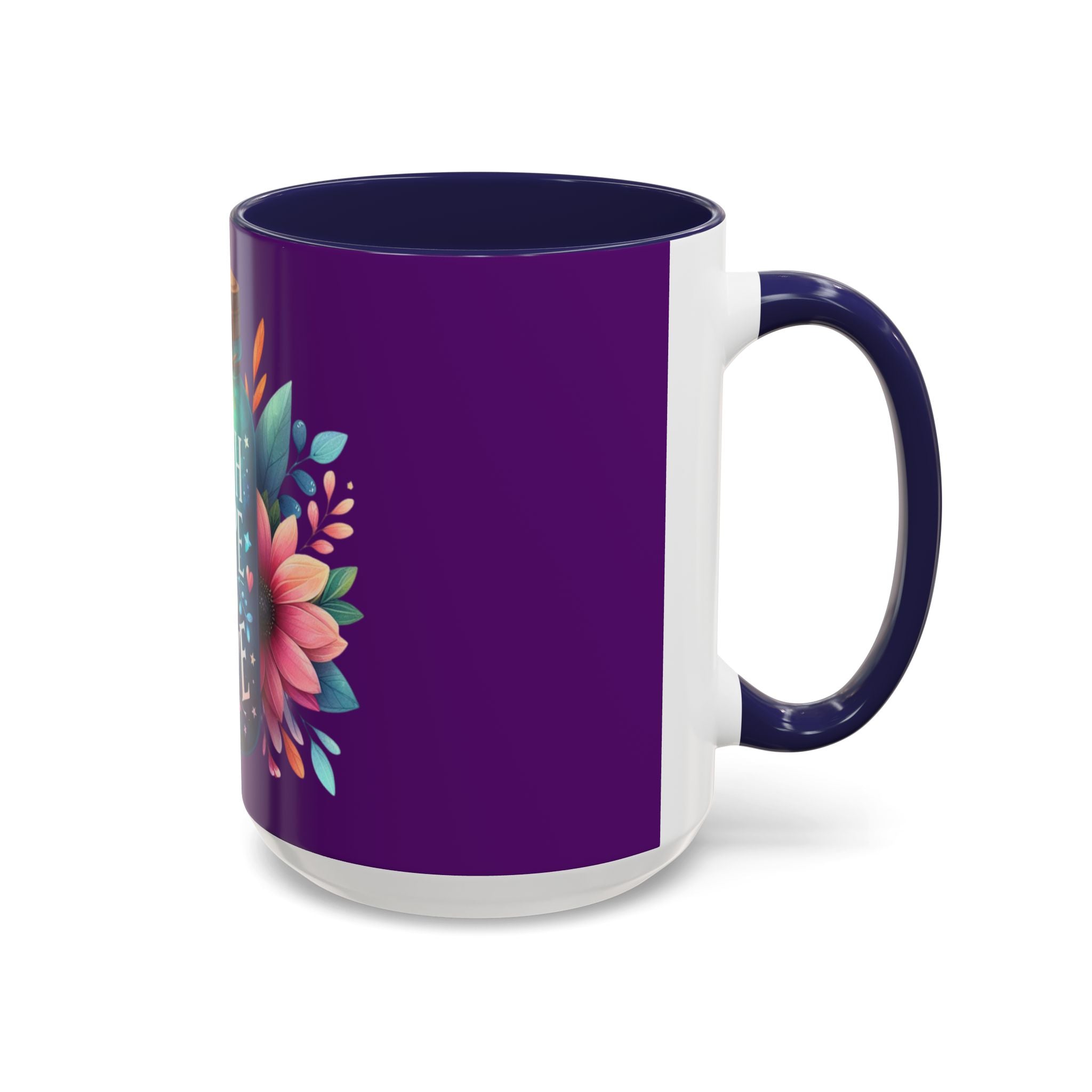 Faith Hope Love Accent Coffee Mug — Floral Jar Design (11/15 oz)