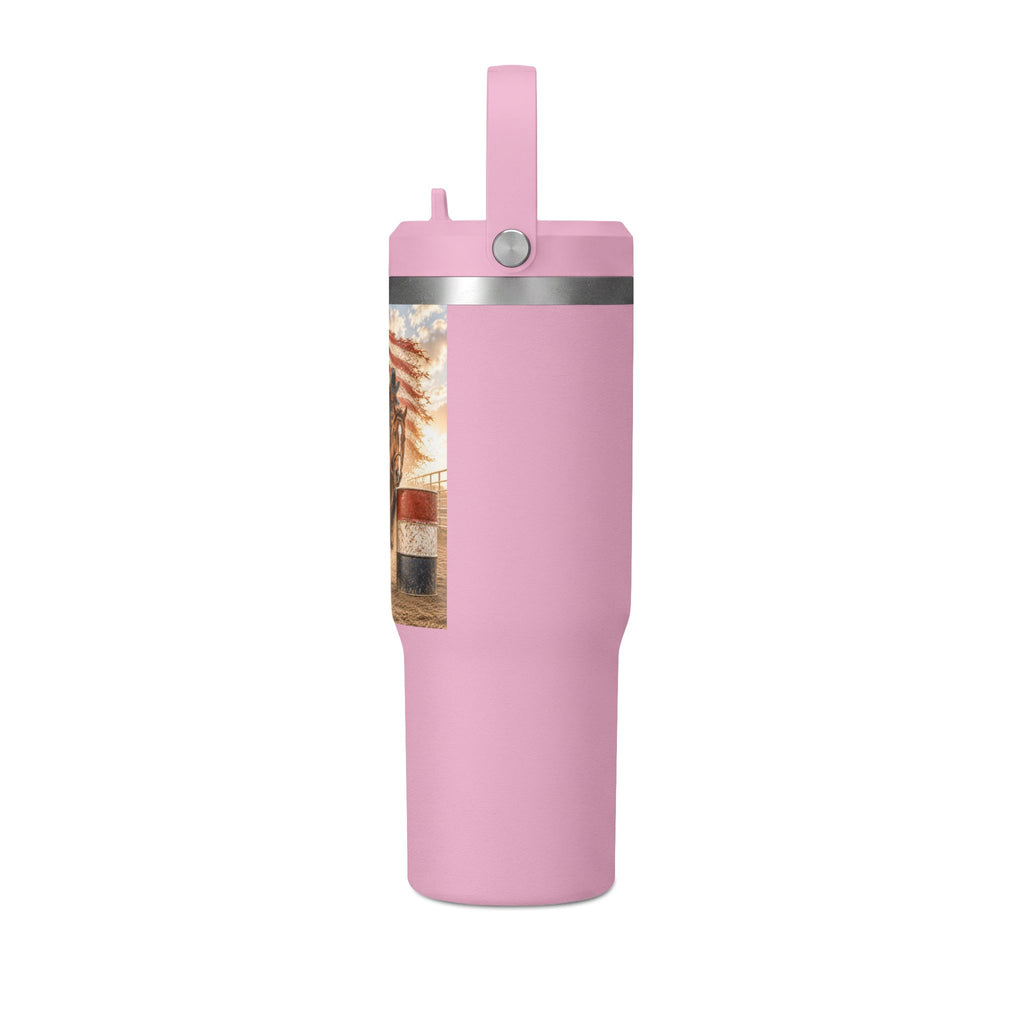 American Rodeo 32oz Tumbler – Horse Barrel Racing with Flag Design