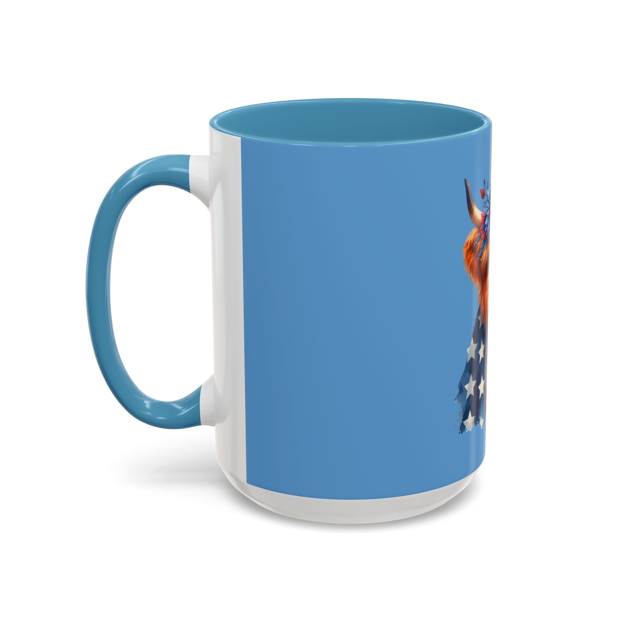 Patriotic Highland Cow Accent Coffee Mug – 11/15oz
