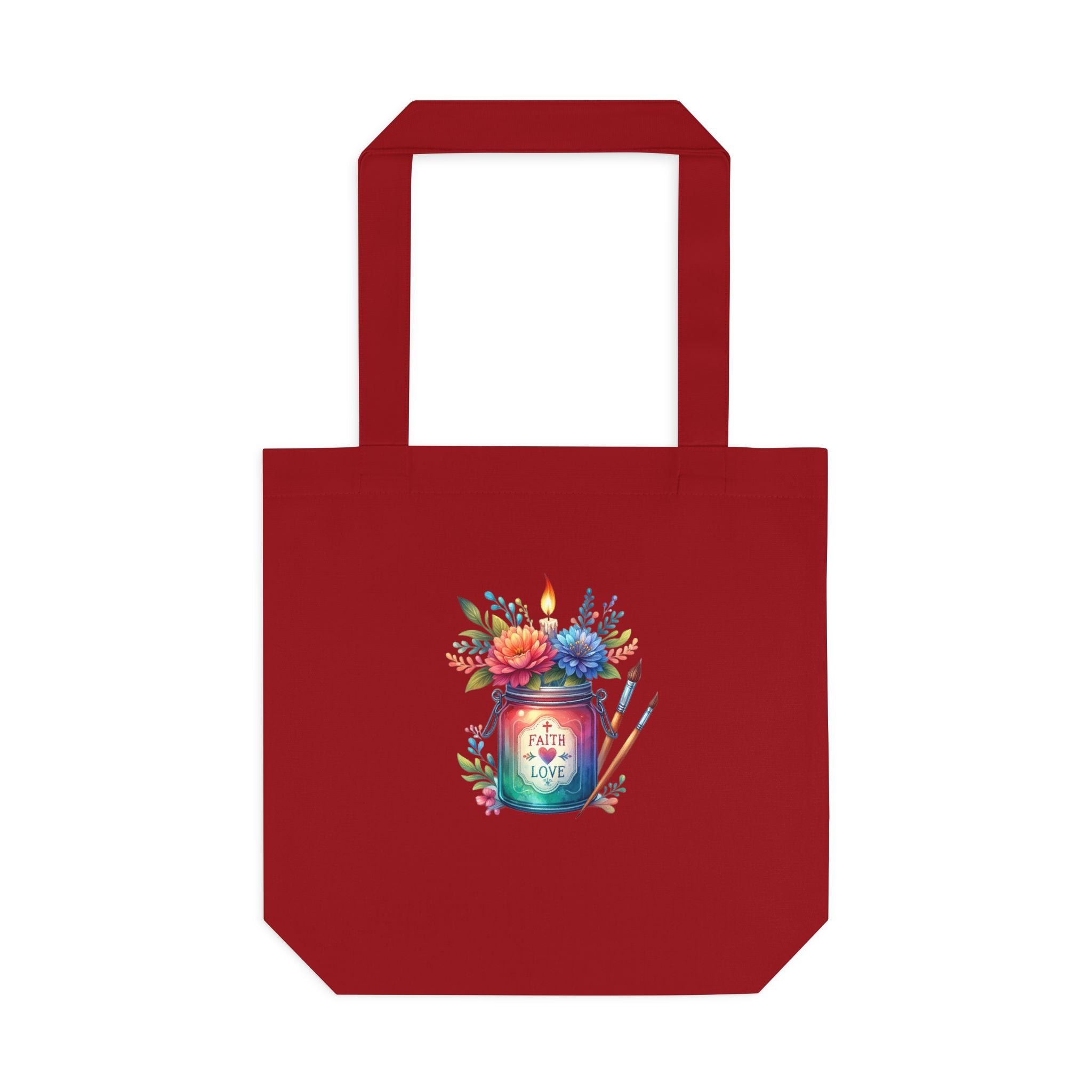 Tote Bag — 'Paint With Love' Floral Art Jar Cotton Tote