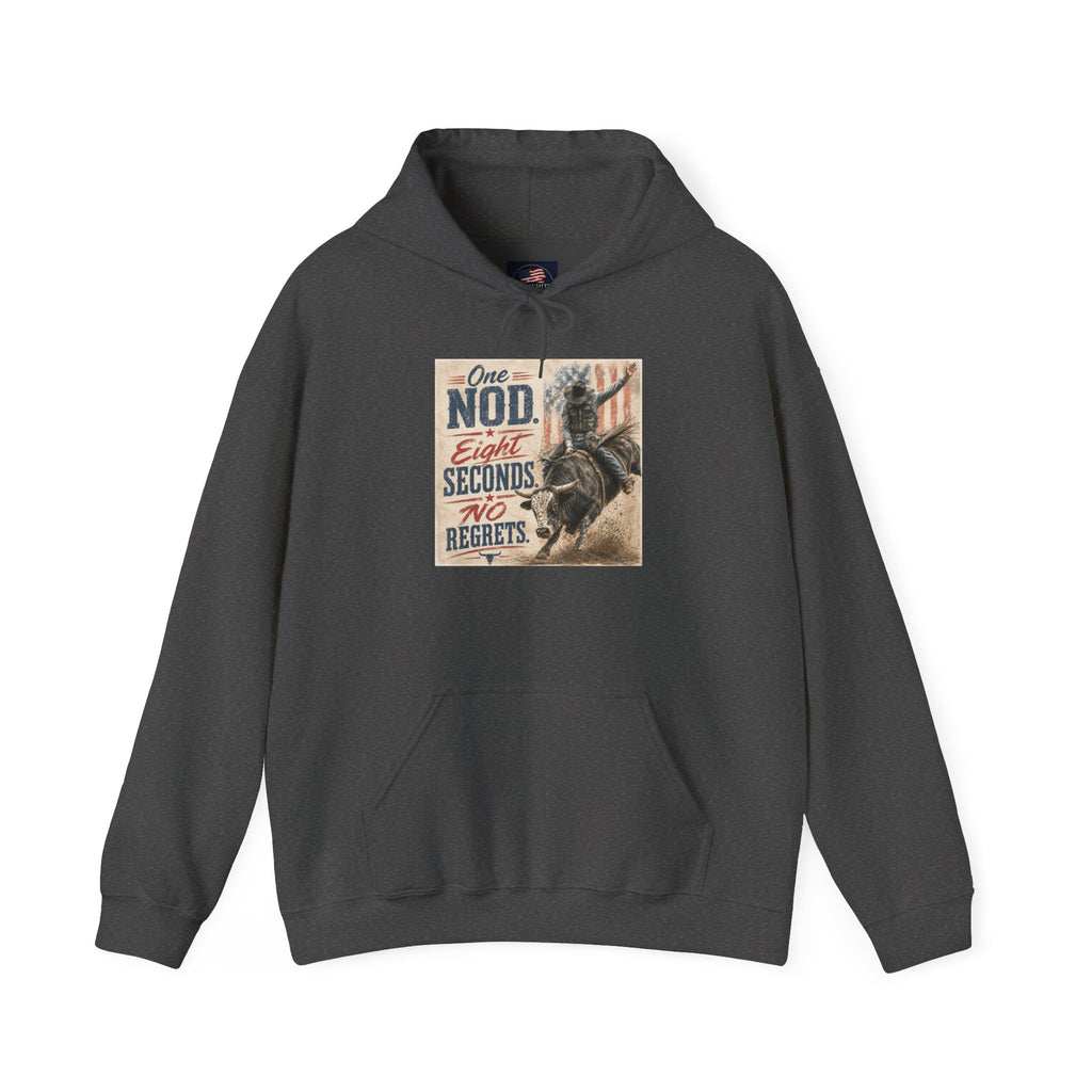 Hoodie - 'One Nod Eight Seconds No Regrets' Motorcycle Rider Vintage Graphic Hoodie