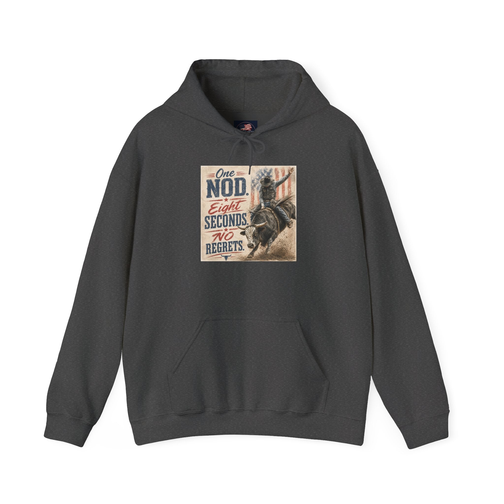 Hoodie - 'One Nod Eight Seconds No Regrets' Motorcycle Rider Vintage Graphic Hoodie