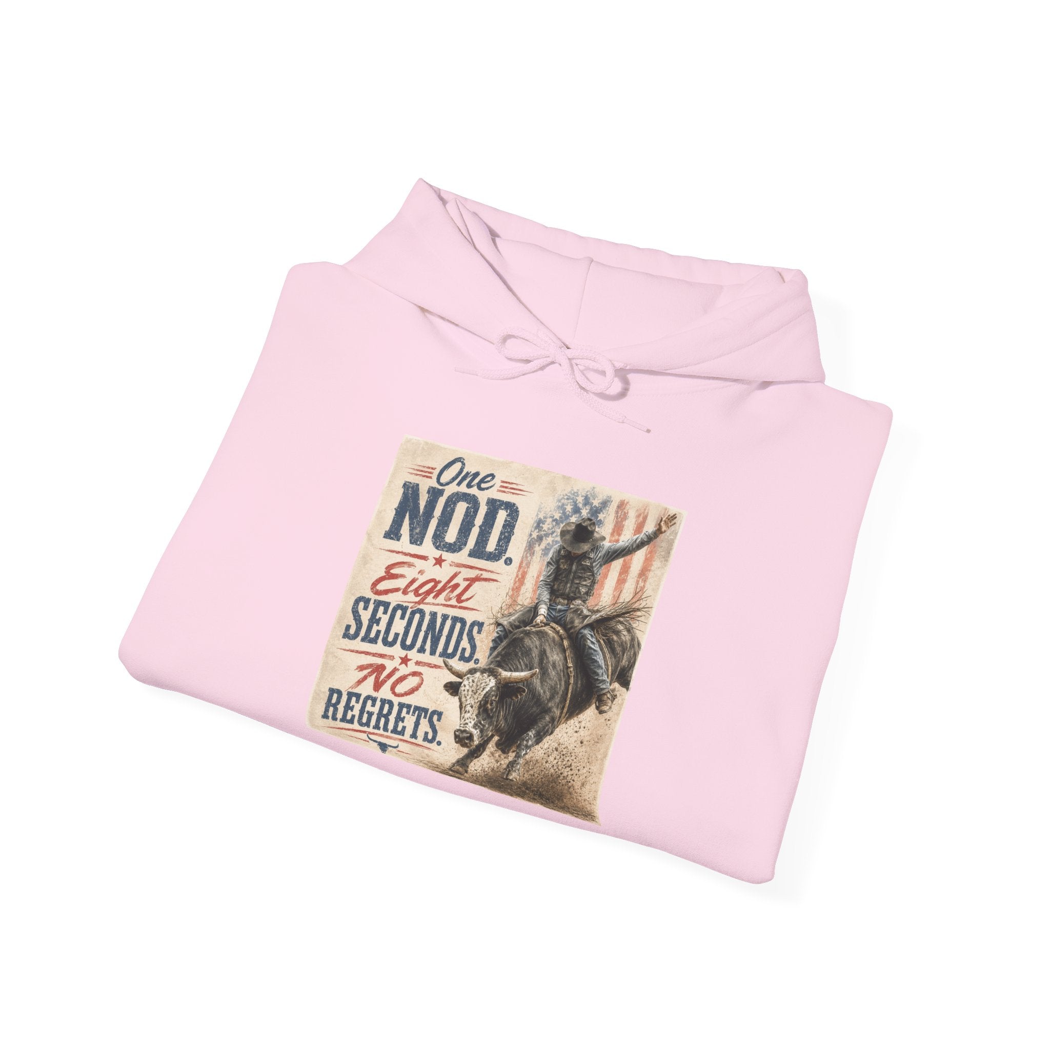 Hoodie - 'One Nod Eight Seconds No Regrets' Motorcycle Rider Vintage Graphic Hoodie