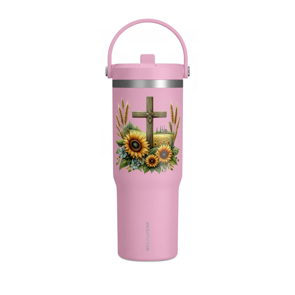 Sunflower Cross 32oz Tumbler – Christian Faith Travel Mug