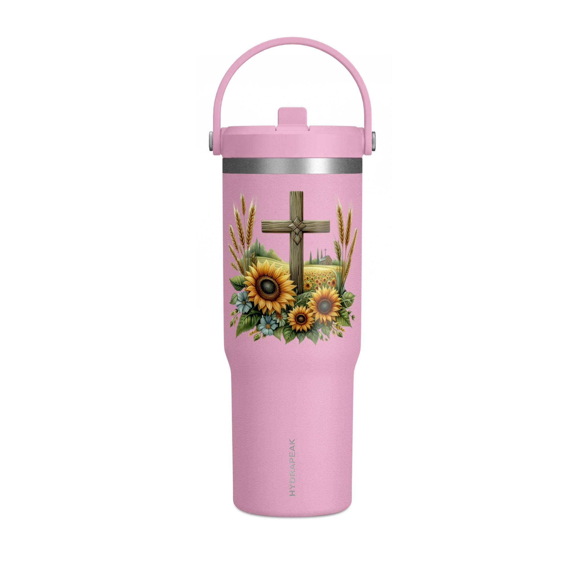 Sunflower Cross 32oz Tumbler – Christian Faith Travel Mug