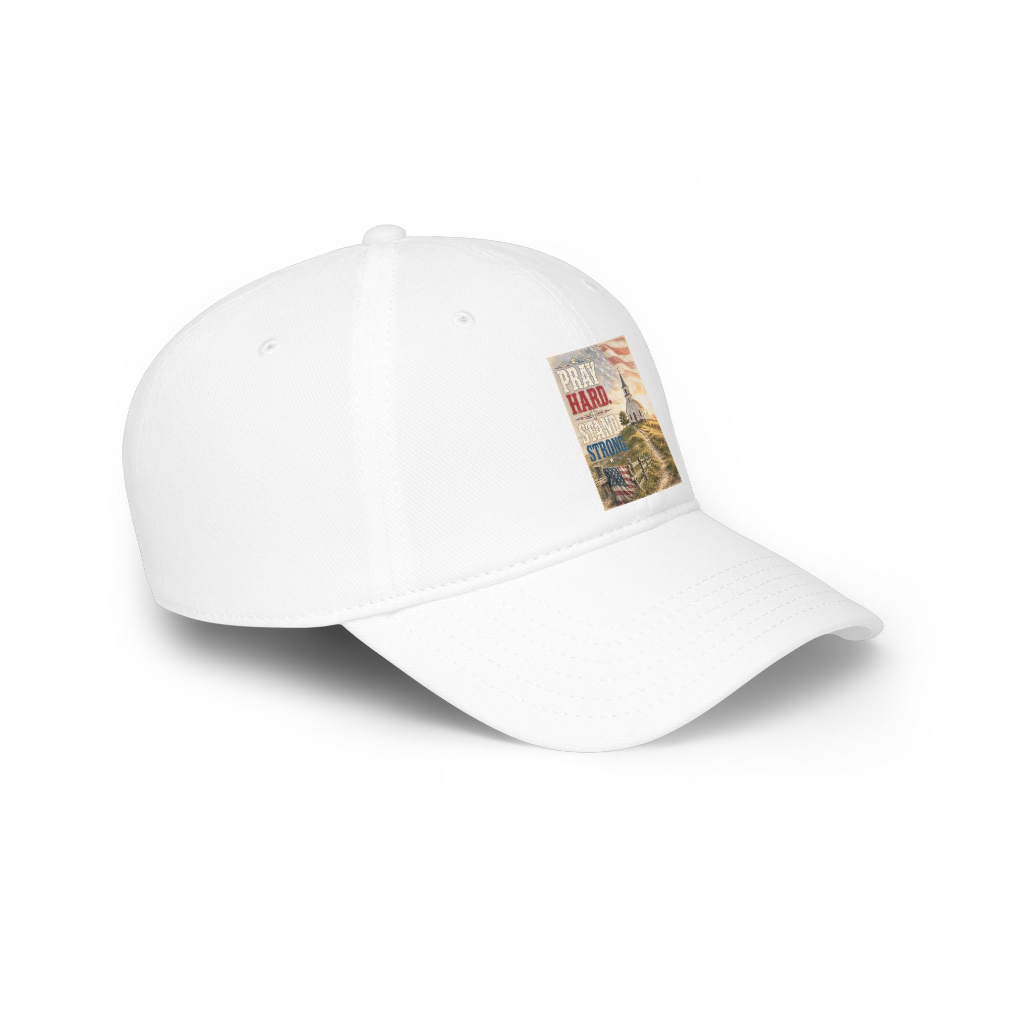 Patriotic 'Pray Hard, Stand Strong' Baseball Cap
