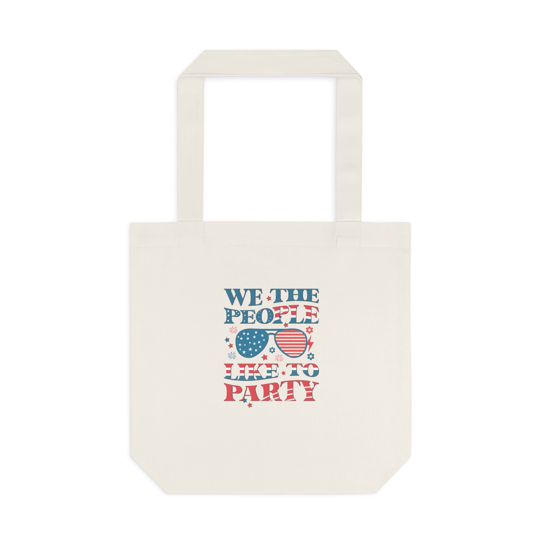 Patriotic "We The People" Cotton Tote Bag – Fourth of July USA Flag Market Bag