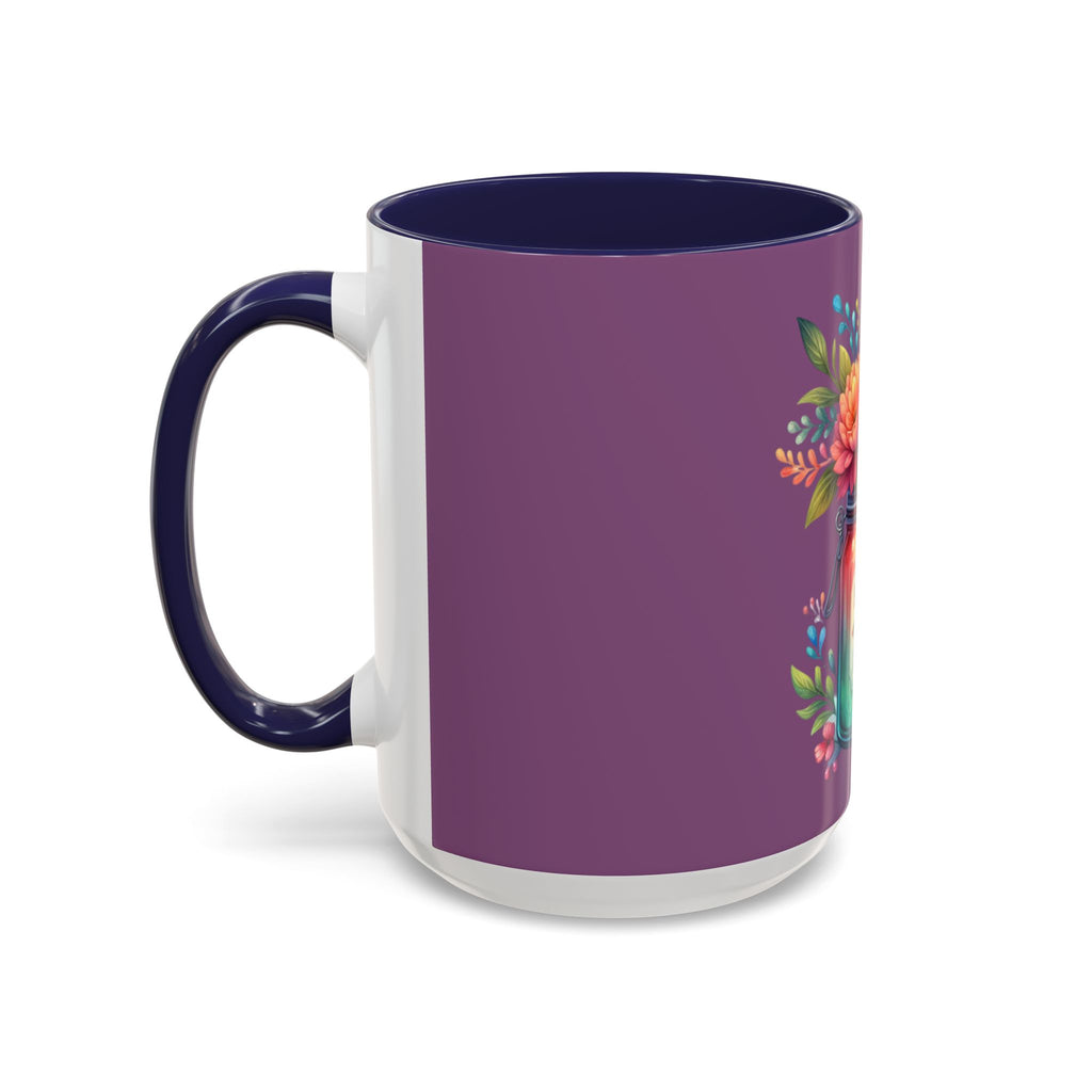 Faith & Love Floral Accent Coffee Mug — Colorful Candle Jar Design (11/15oz)