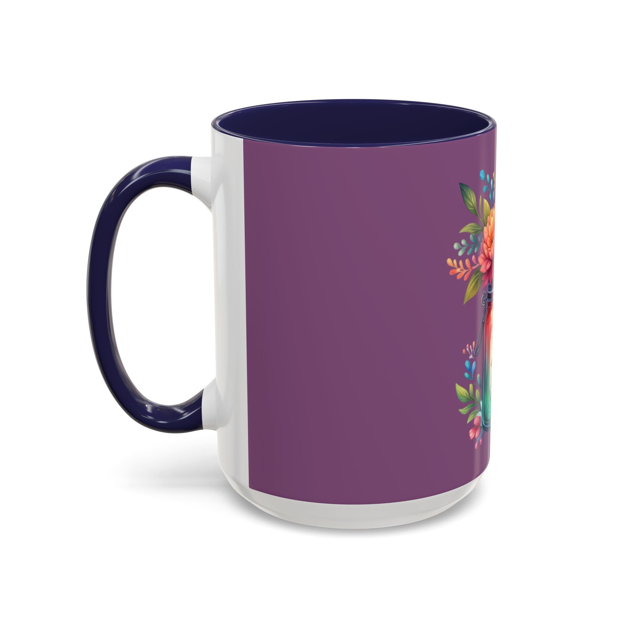 Faith & Love Floral Accent Coffee Mug — Colorful Candle Jar Design (11/15oz)