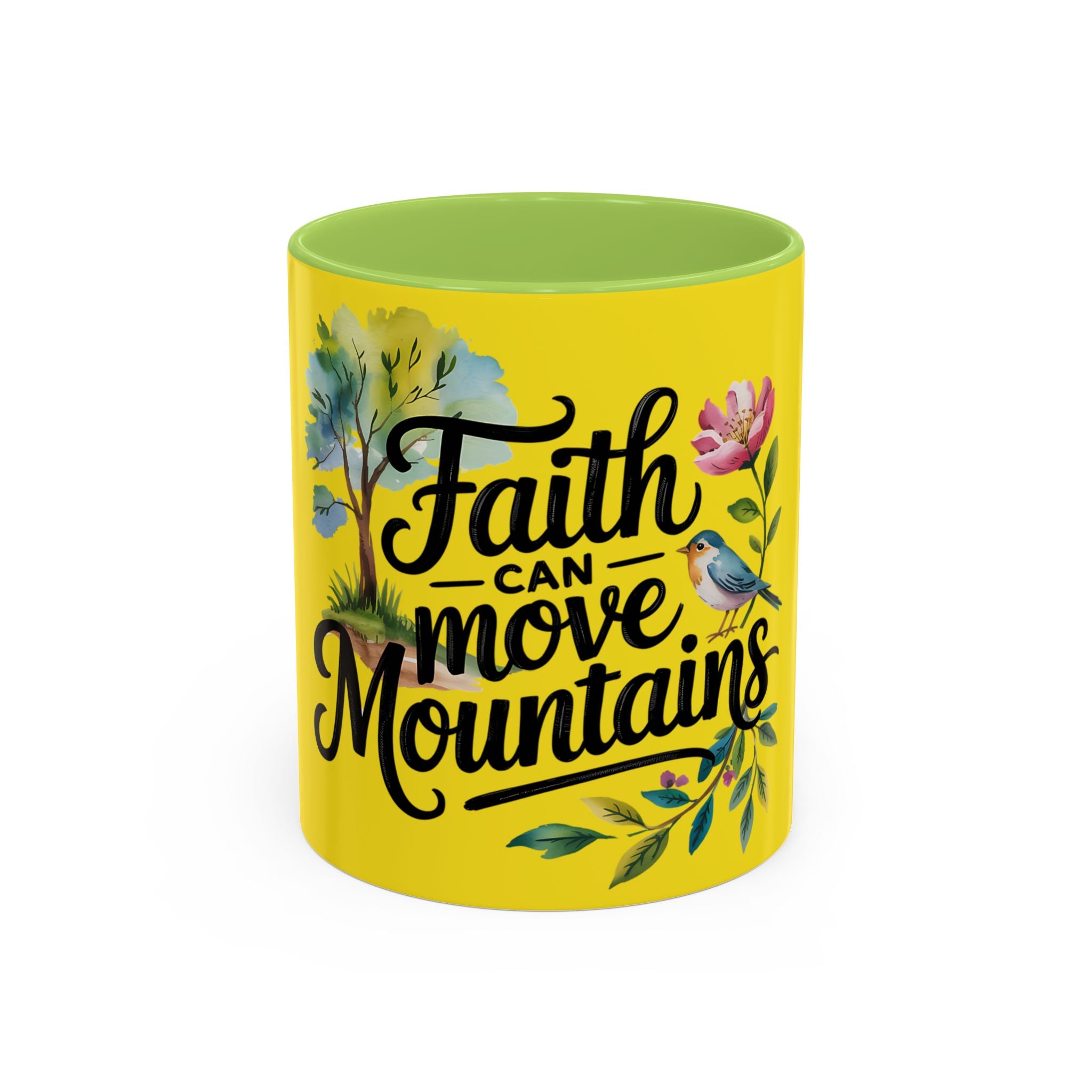Faith Can Move Mountains Accent Coffee Mug – Inspirational Christian Tea Cup