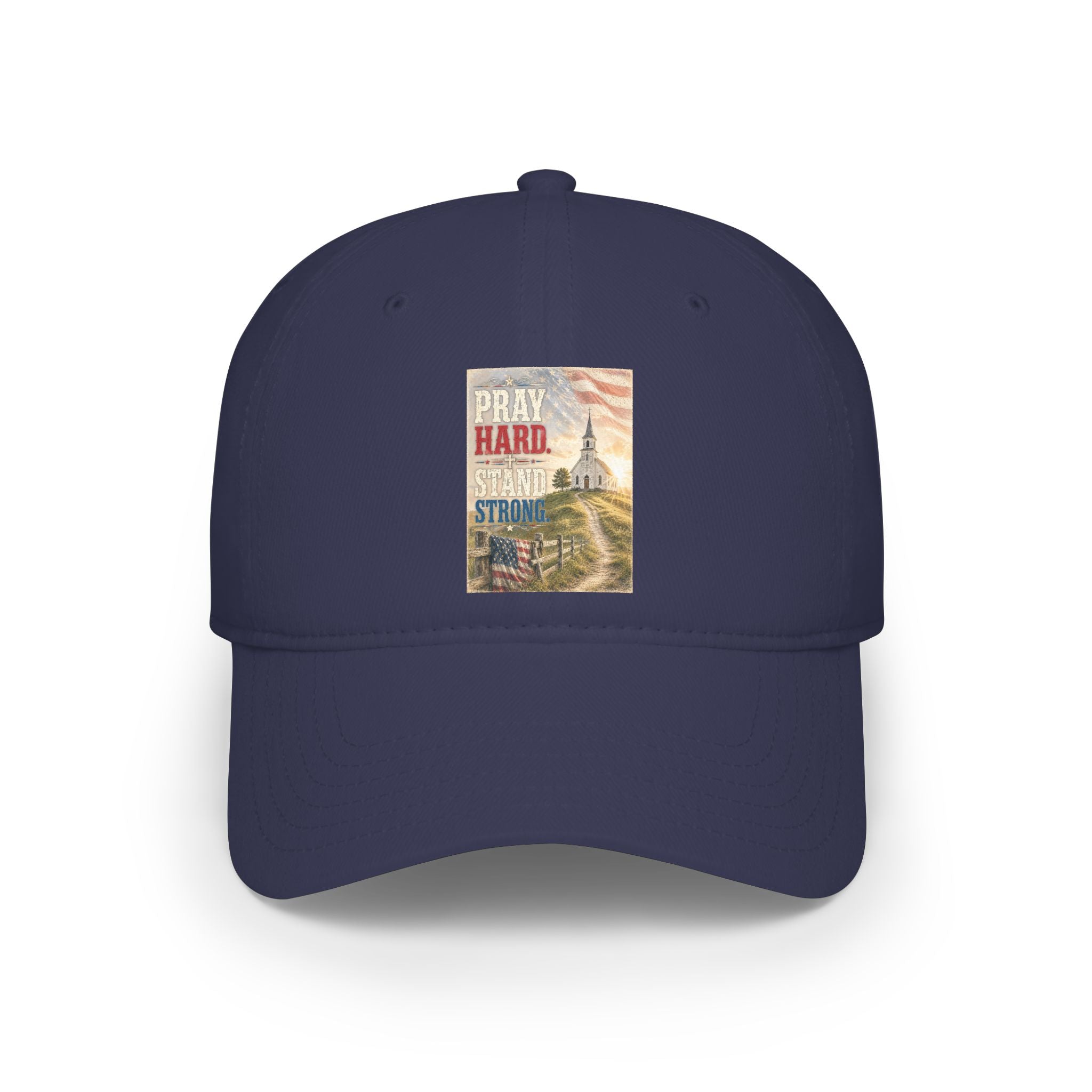 Patriotic 'Pray Hard, Stand Strong' Baseball Cap