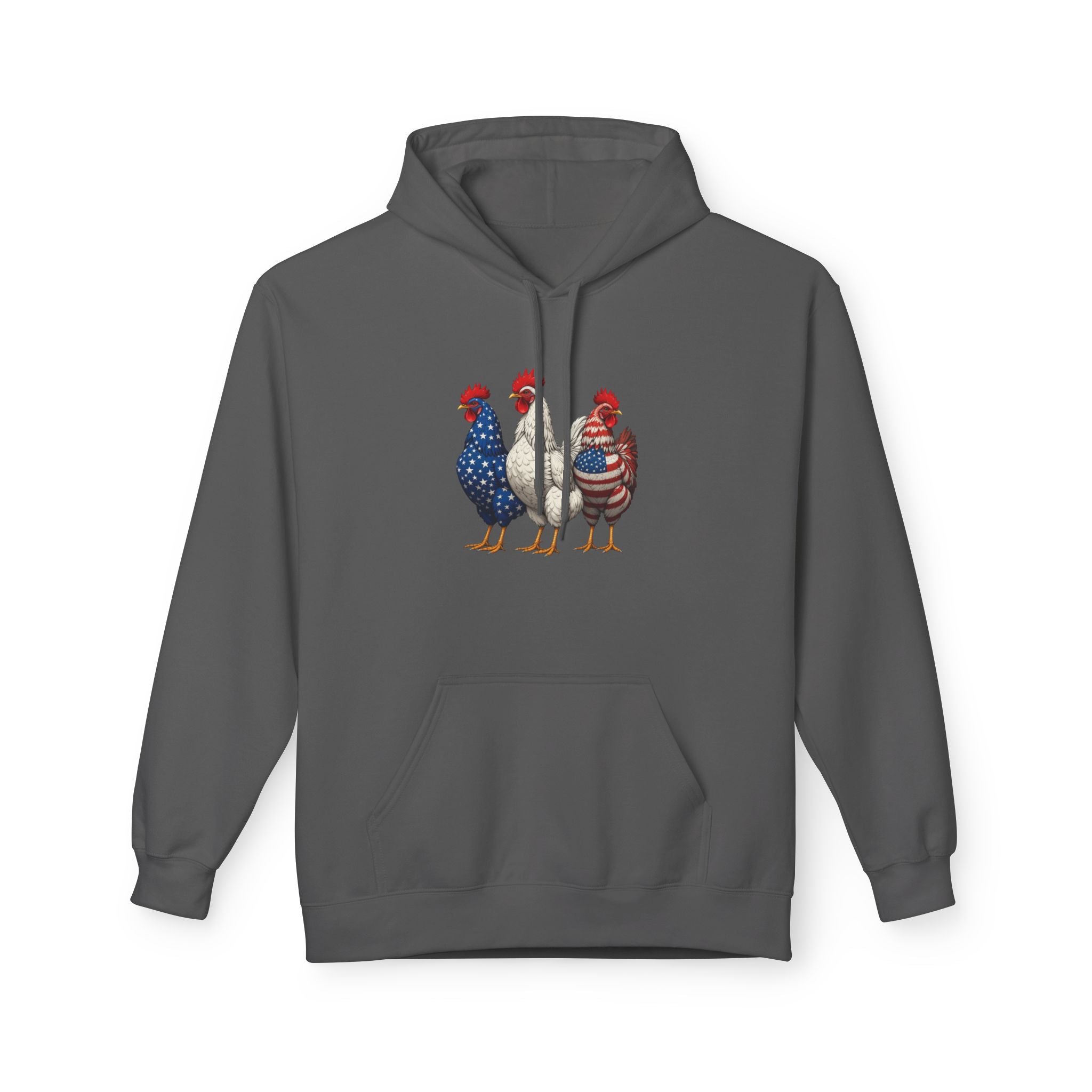 Patriotic Rooster Hoodie — Americana Farmhouse Chickens Pullover