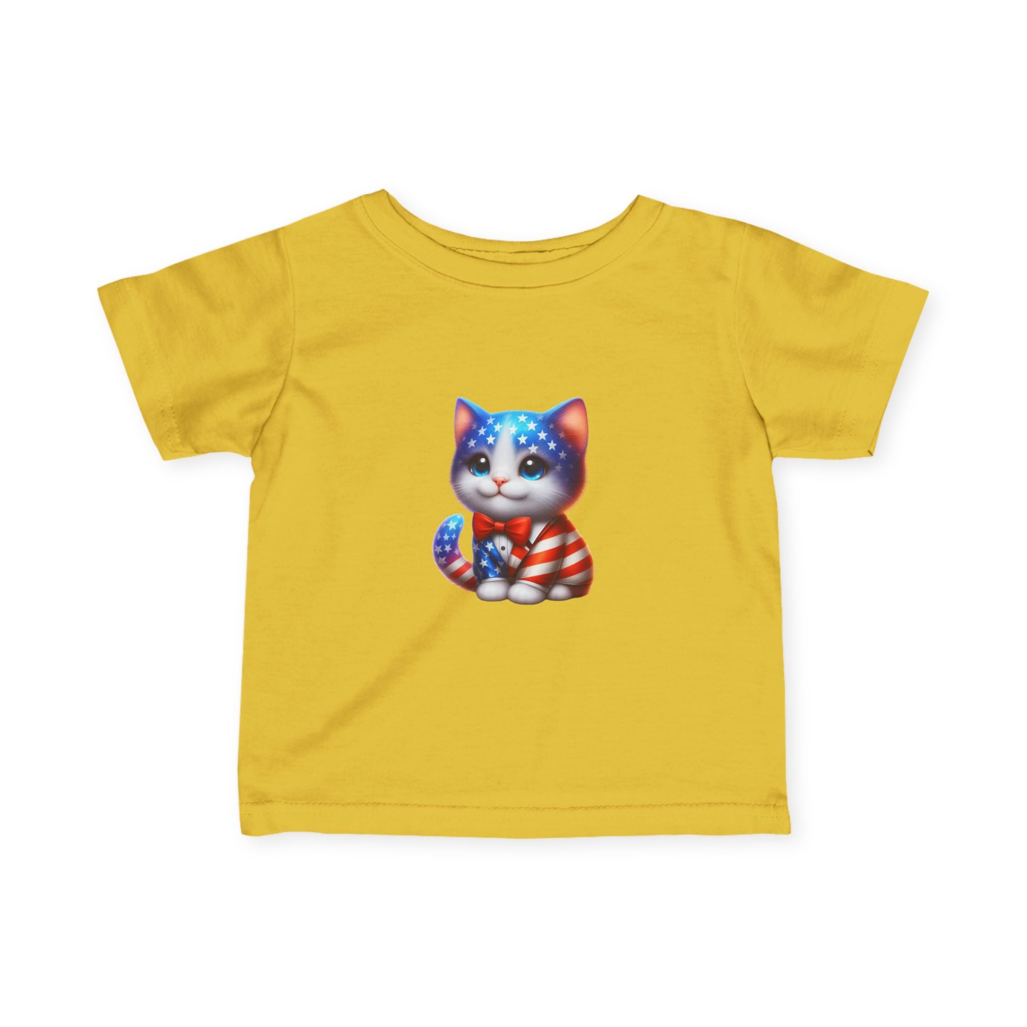 Infant Tee — Patriotic American Flag Kitten Baby Shirt