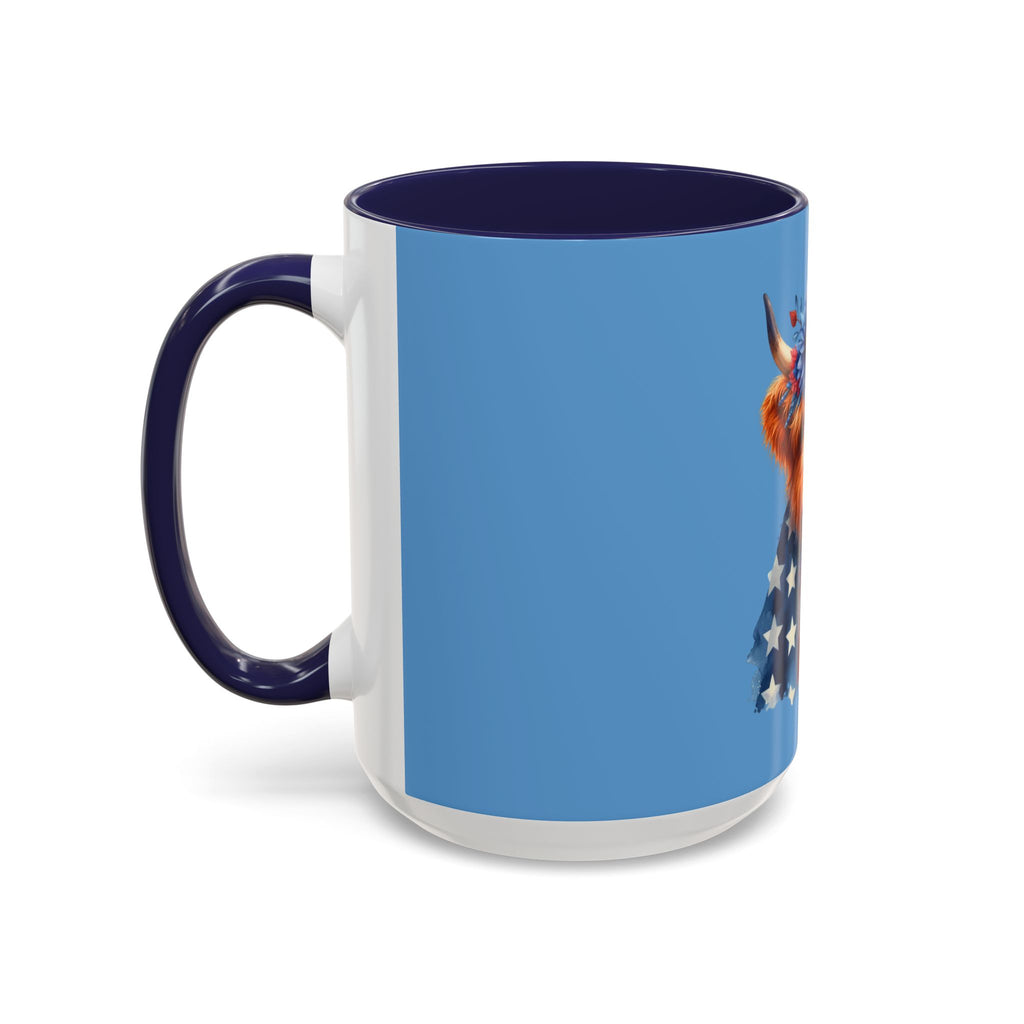 Patriotic Highland Cow Accent Coffee Mug – 11/15oz