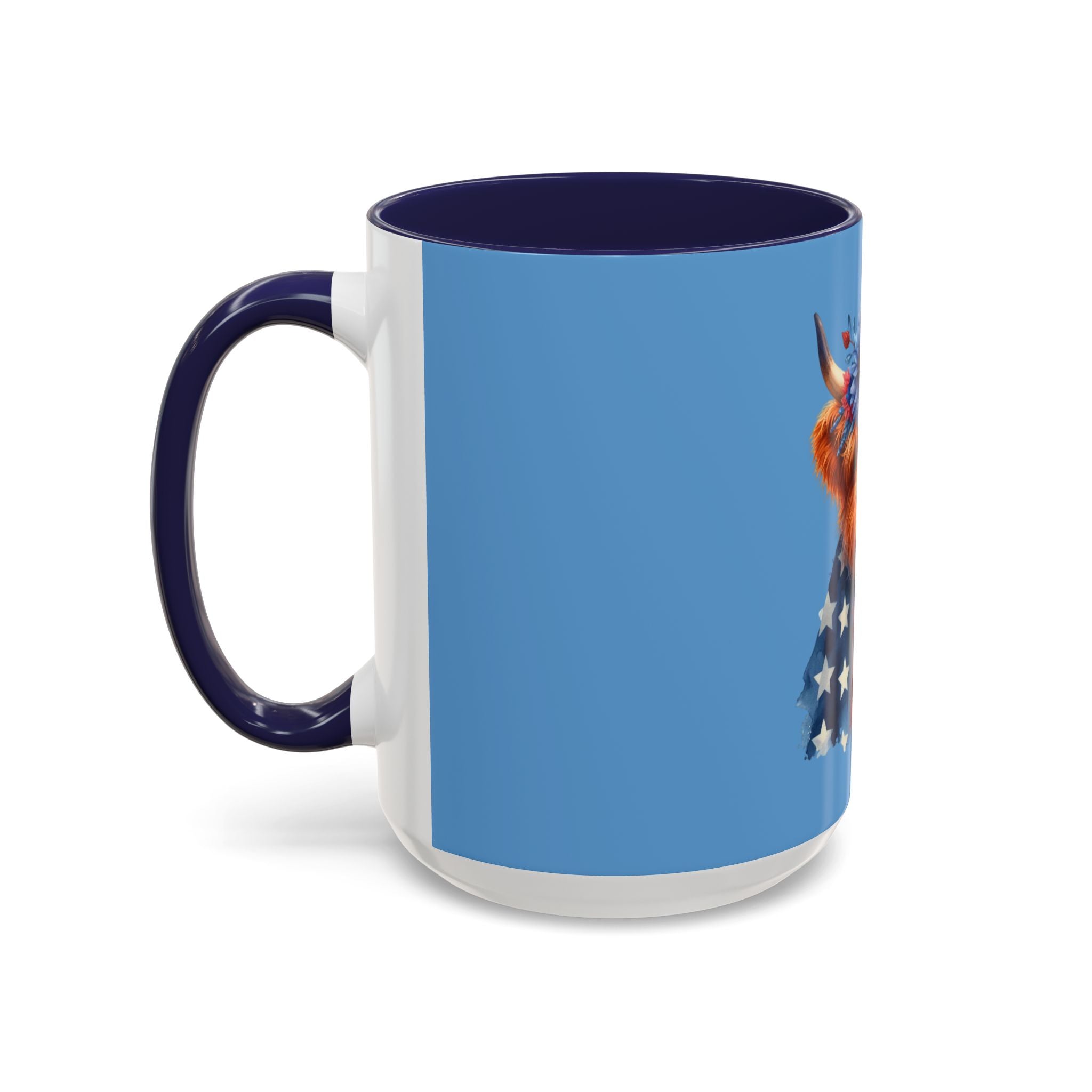 Patriotic Highland Cow Accent Coffee Mug – 11/15oz