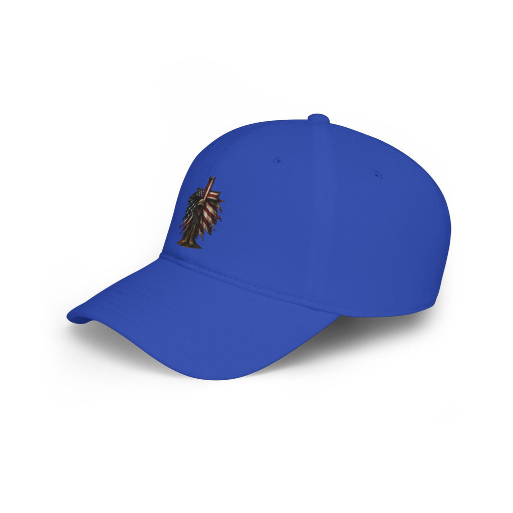 Low Profile Cap — Rustic American Flag Cross Emblem