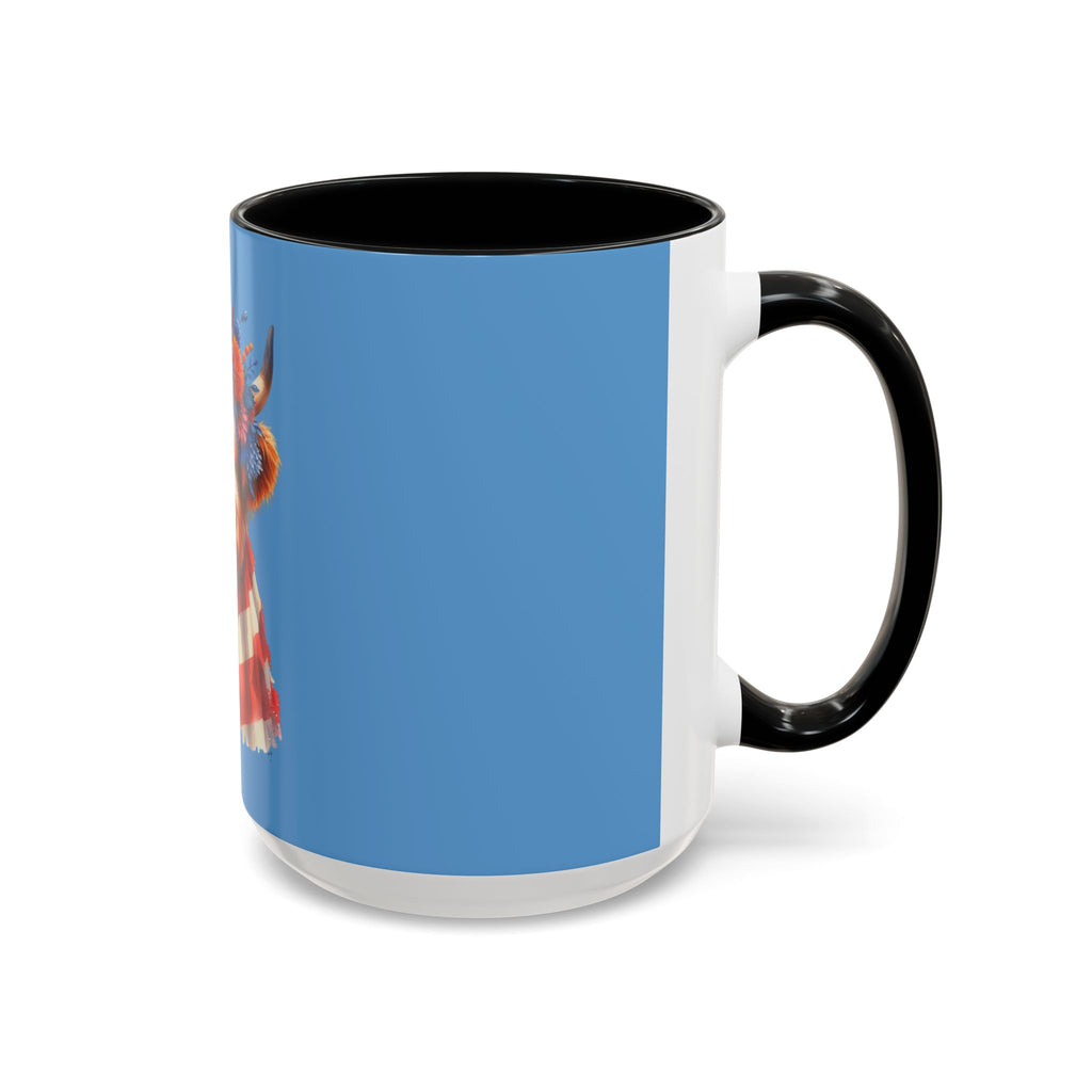 Patriotic Highland Cow Accent Coffee Mug – 11/15oz