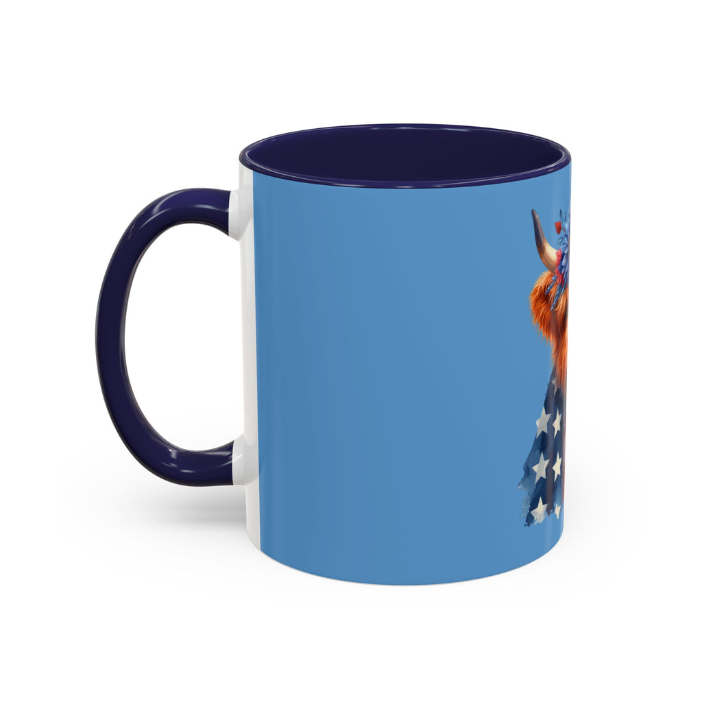 Patriotic Highland Cow Accent Coffee Mug – 11/15oz