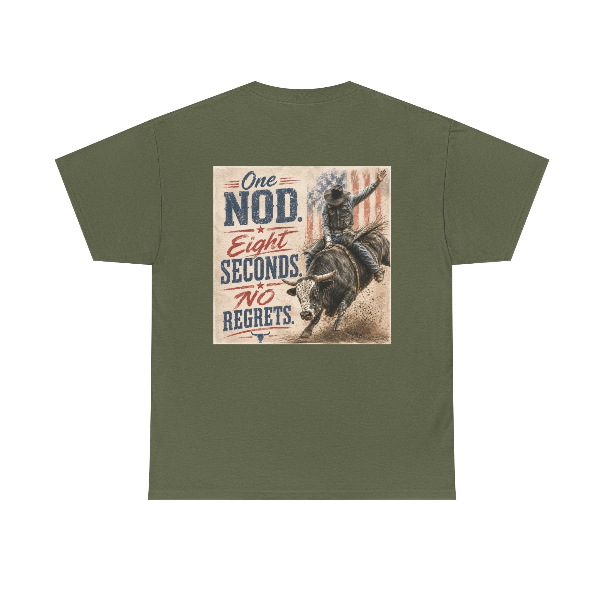 Bull Riding Tee — “One Nod. Eight Seconds. No Regrets.” Vintage Rodeo Shirt