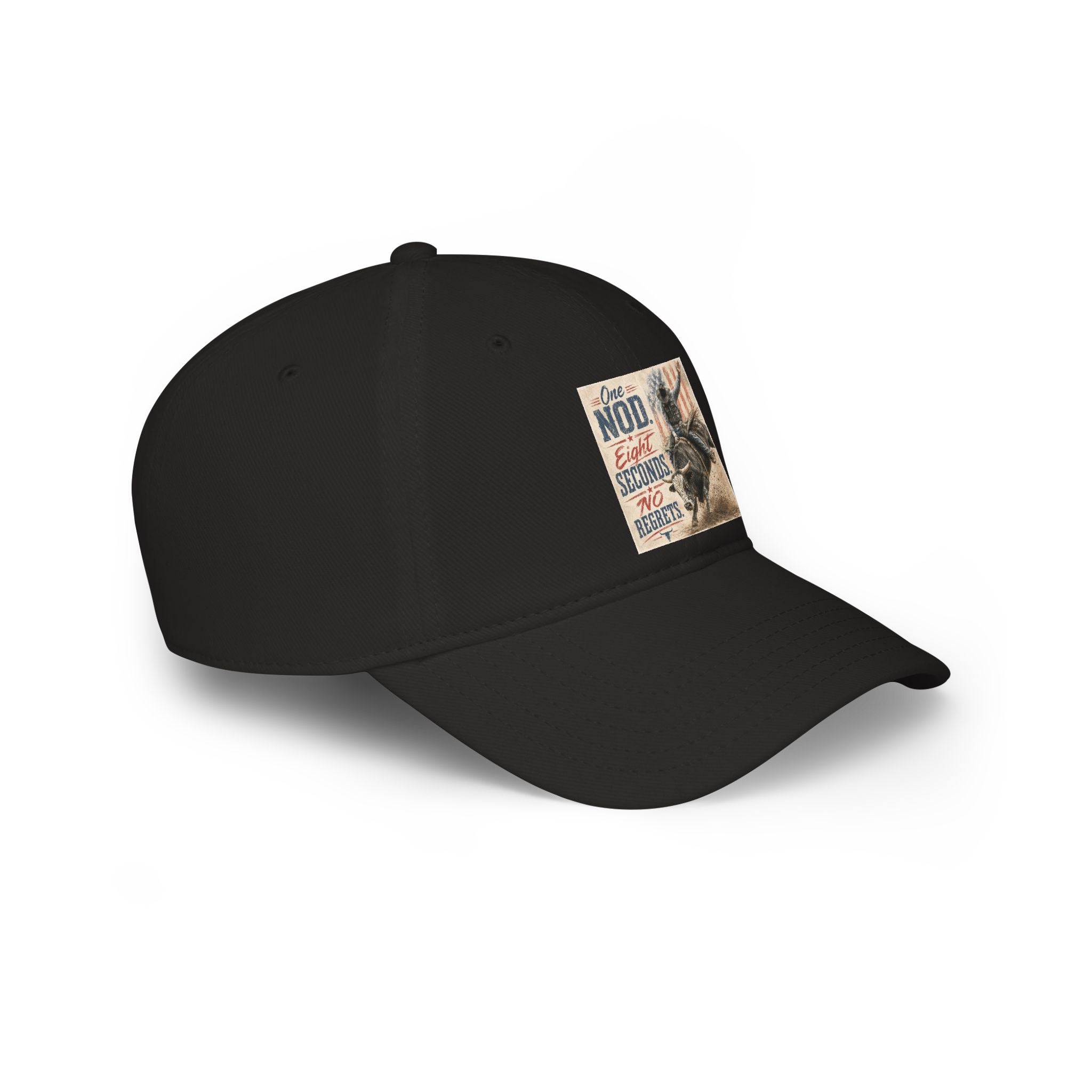 Low Profile Baseball Cap - 'One Nod Eight Seconds No Regrets' Bull Rider Rodeo Hat
