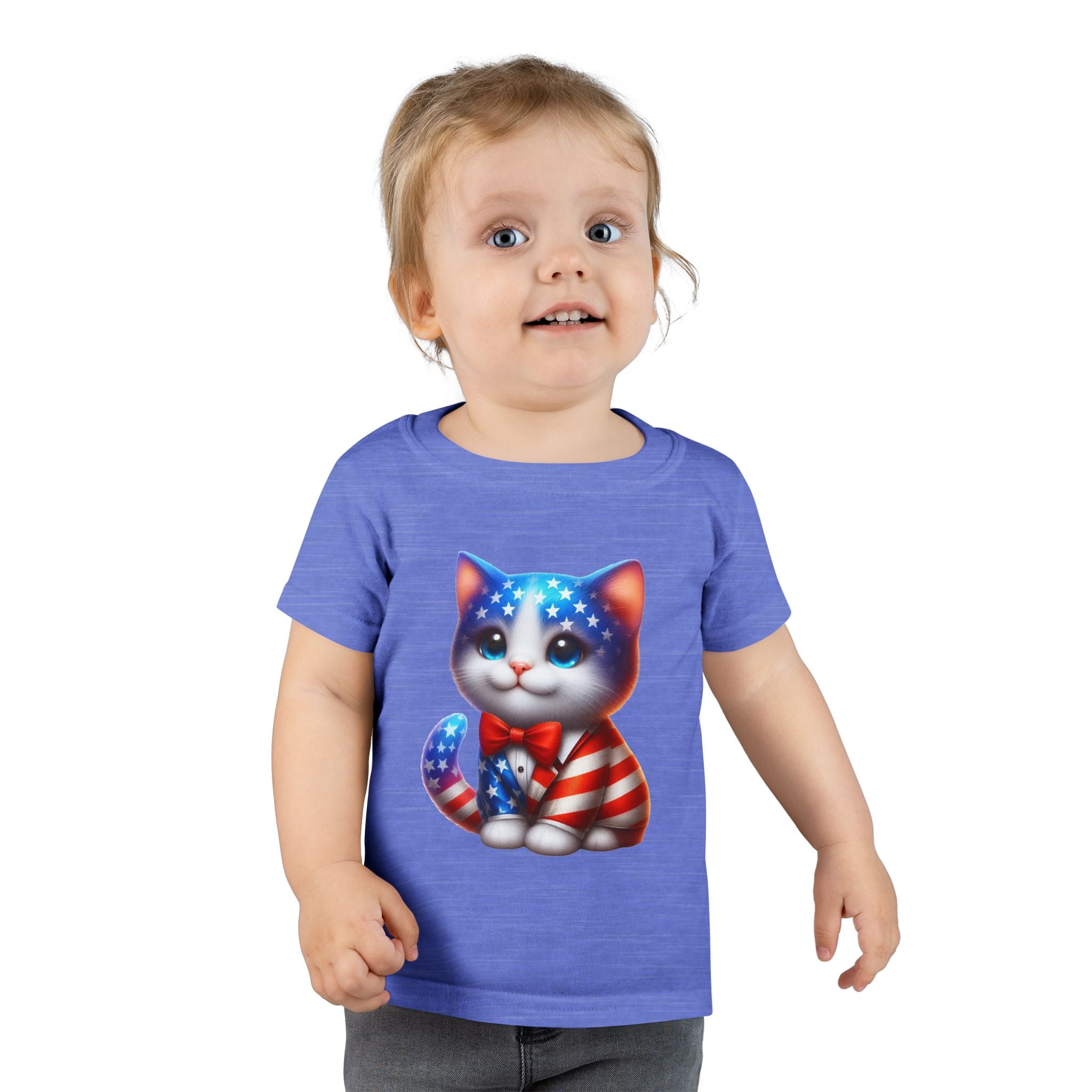 Toddler T-Shirt — Patriotic USA Flag Kitten Graphic