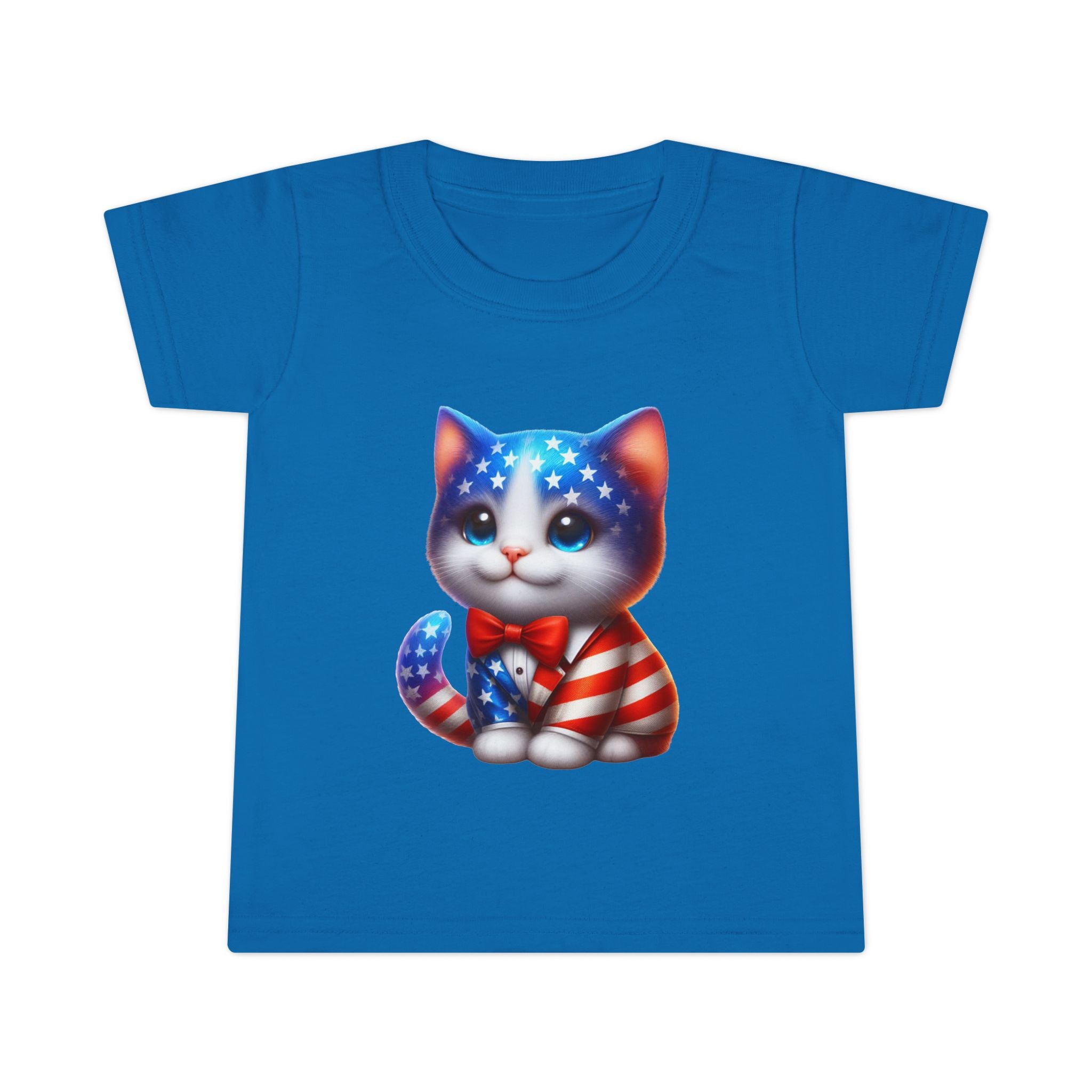 Toddler T-Shirt — Patriotic USA Flag Kitten Graphic